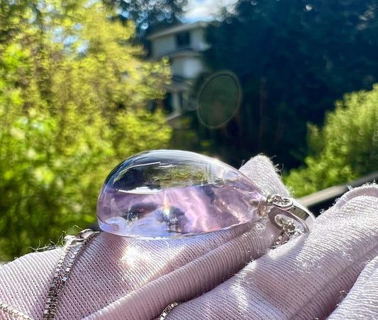 Natural Amethyst teardrop Pendant/Untreated high clarity  Purple Amethyst pendant necklace/S925 天然精品 玻璃体紫水晶 水滴吊坠 纯银万能扣 纯银项链#1638