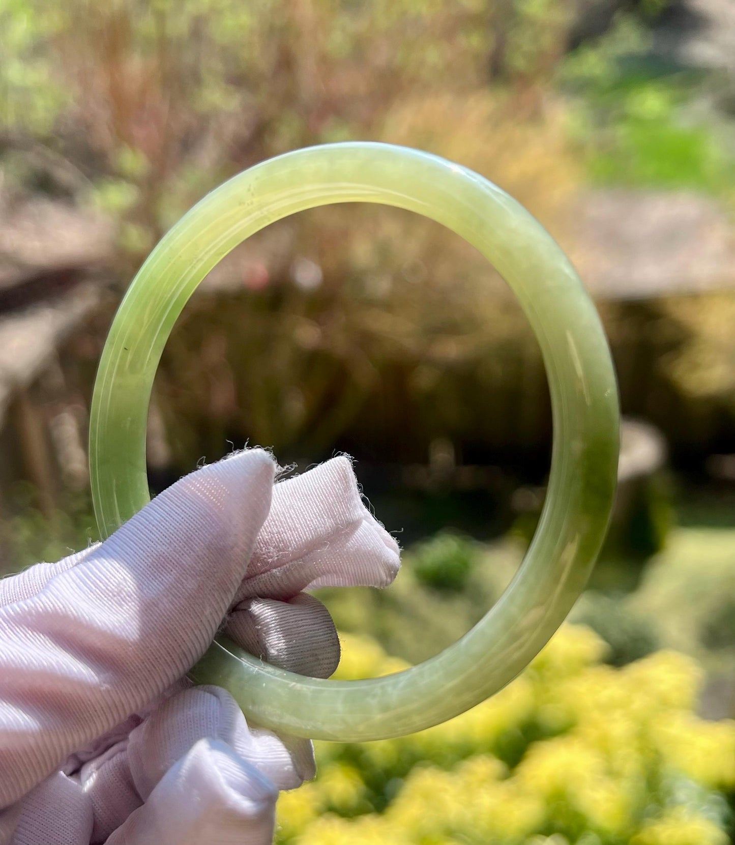 59.9mm Certified natural icy light green with emerald green nephrite Bangle 天然晴水玉带翠  细圆条手镯 美人条 冰润起莹光 #0742