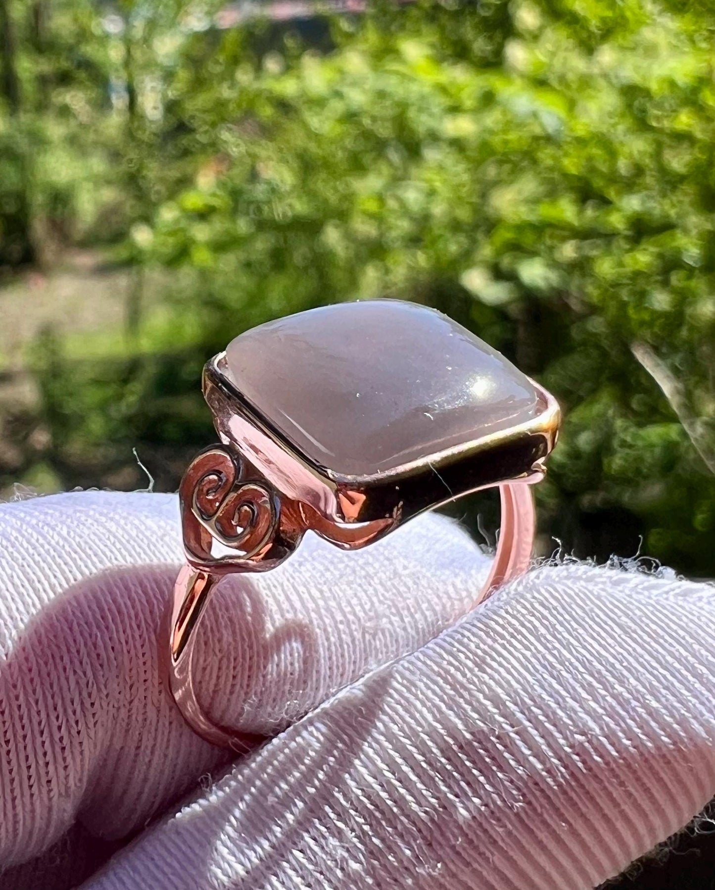 Certified natural jade/purple nephrite ring Sterling Silver ring/square shaped purple nephrite/ 天然精品软玉 烟紫玉 浓色香芋紫 纯银镶戒指/指环#5087