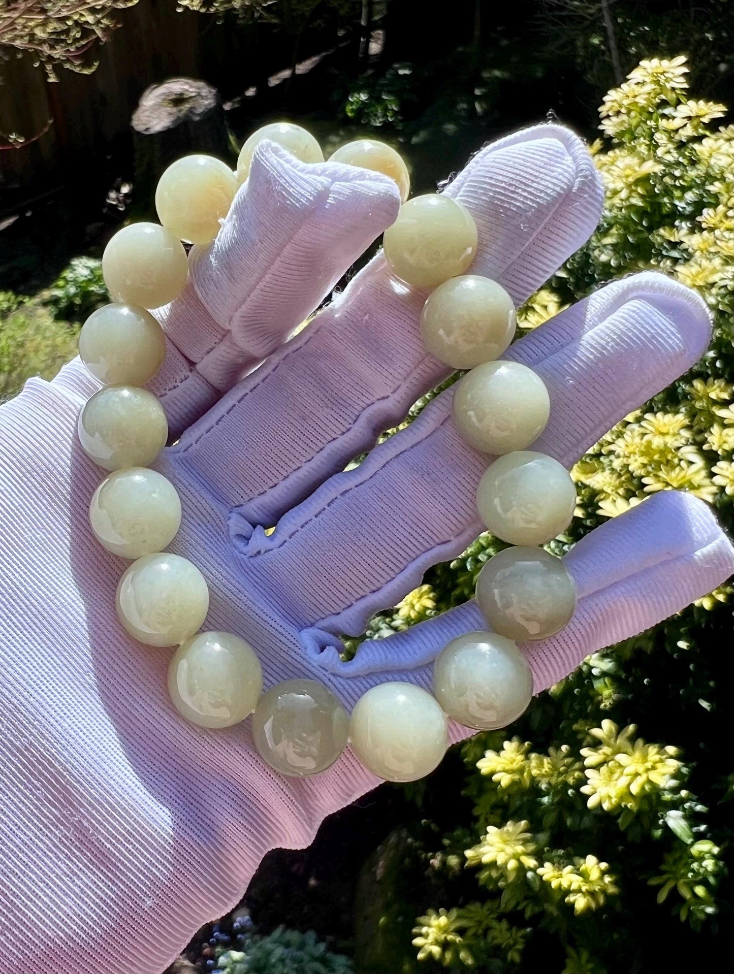 12mm Certified Natural brown white nephrite bracelet/bluish white and brown color天然糖白玉 糖青白玉手串 双色玉 #2827