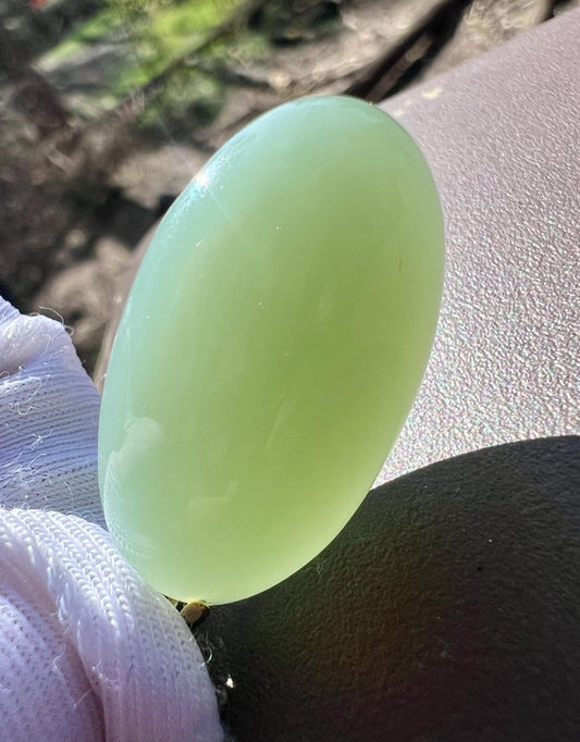 Certified natural nephrite green jade/ icy bluish green nephrite pendant/oval shaped pendant necklace gold 18k 天然 碧玉 冰底 粉青吊坠#3651 无结构 起莹光