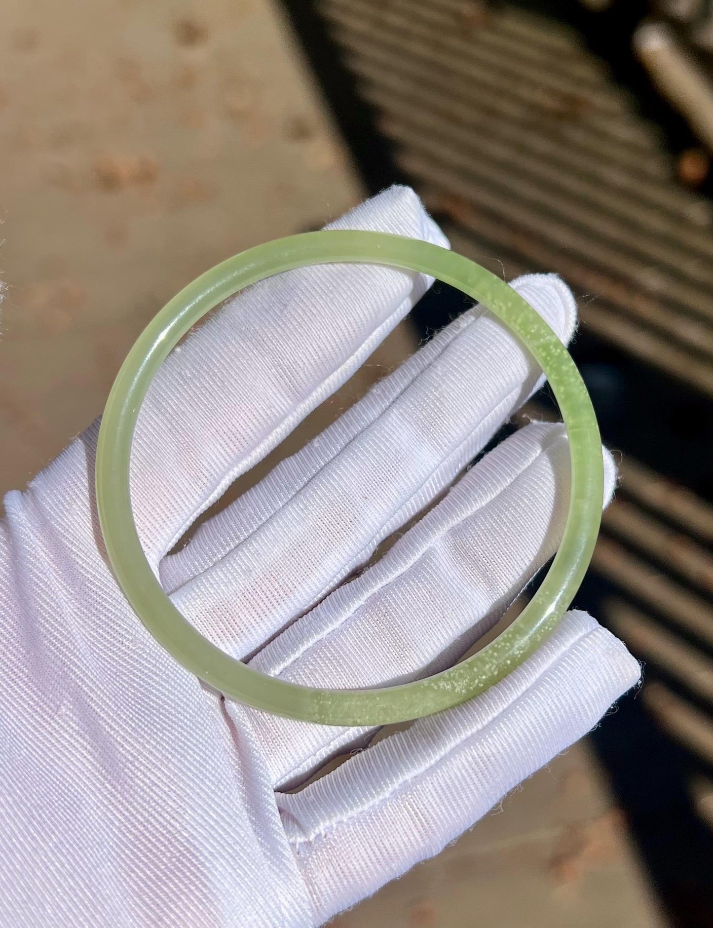 56.6mm Certified natural icy green with emerald green nephrite Bangle/Qingshui nephrite dangling bangle 天然软玉 高冰晴水俏翠青  细圆条手镯 叮当镯 冰润起莹光 #0823