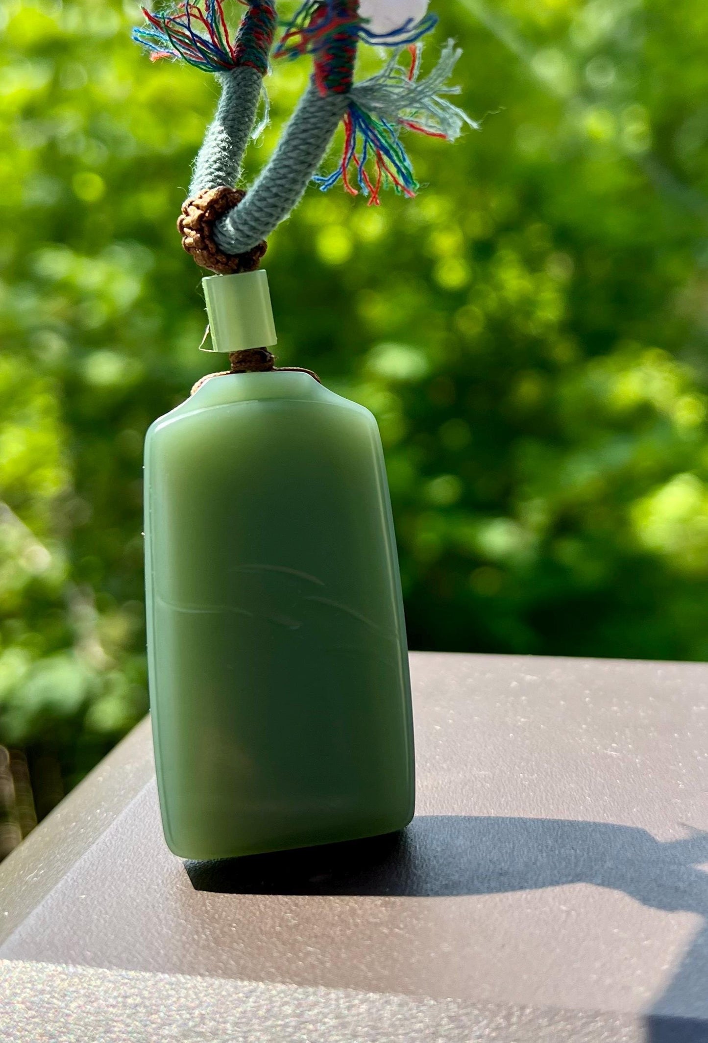 Certified natural nephrite green jade/Siberian bluish green nephrite safety pendant/nothing pendant necklace天然碧玉 老矿夹层料 粉青无事牌#7464 粉糯粘稠 无结构细料