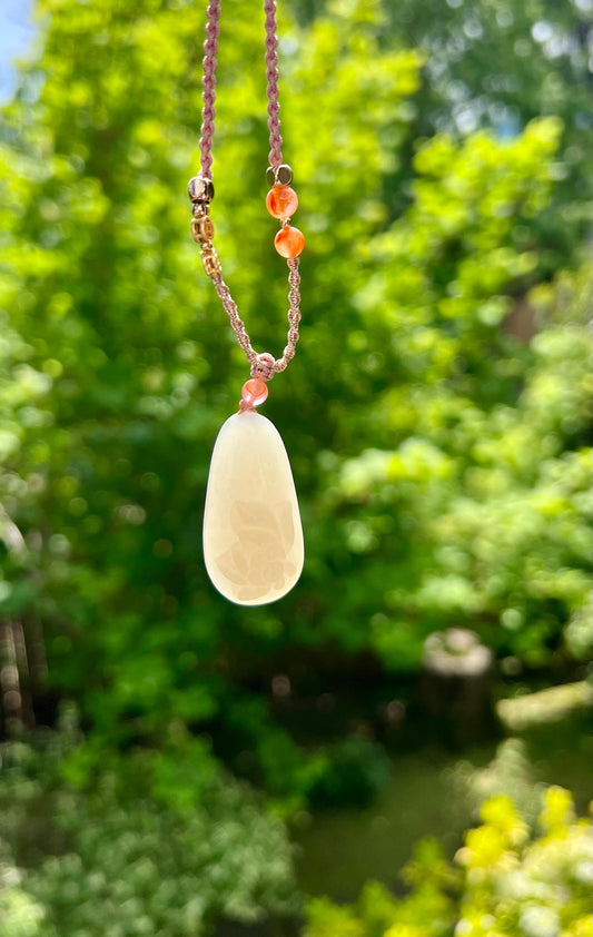 Certified natural jade/ hand Carved lotus safety pendant/Qinghai light Lotus pink nephrite pendant 天然软玉 老料藕粉色 雕刻荷花吊坠 无事牌#0597 浅藕粉色
