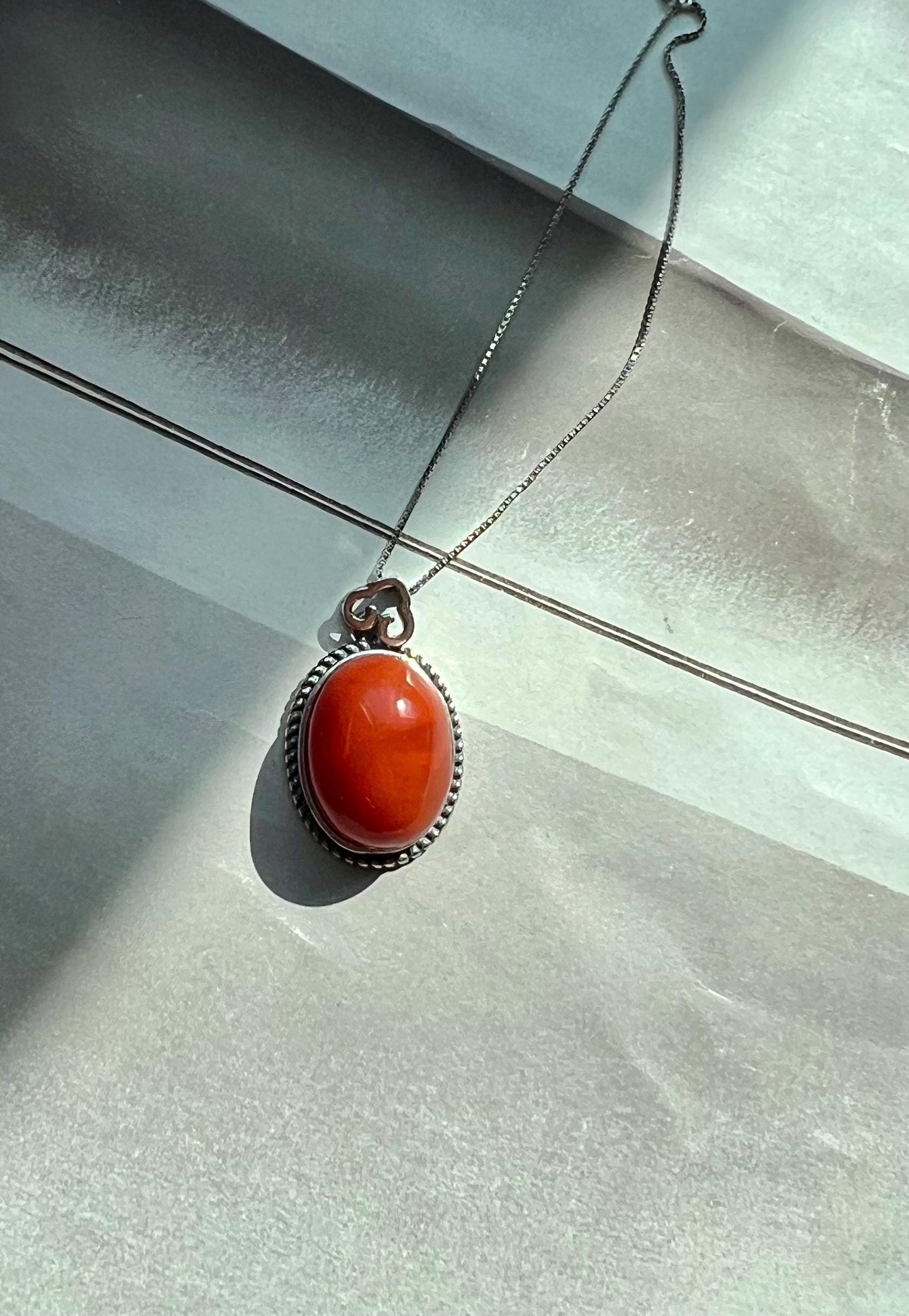 Certified natural Nanhong agate, Southern Red agate pendant ,Chinese Red agate sterling silver necklace 天然精品川料南红蛋面纯银吊坠 项链#0288 满色柿子红
