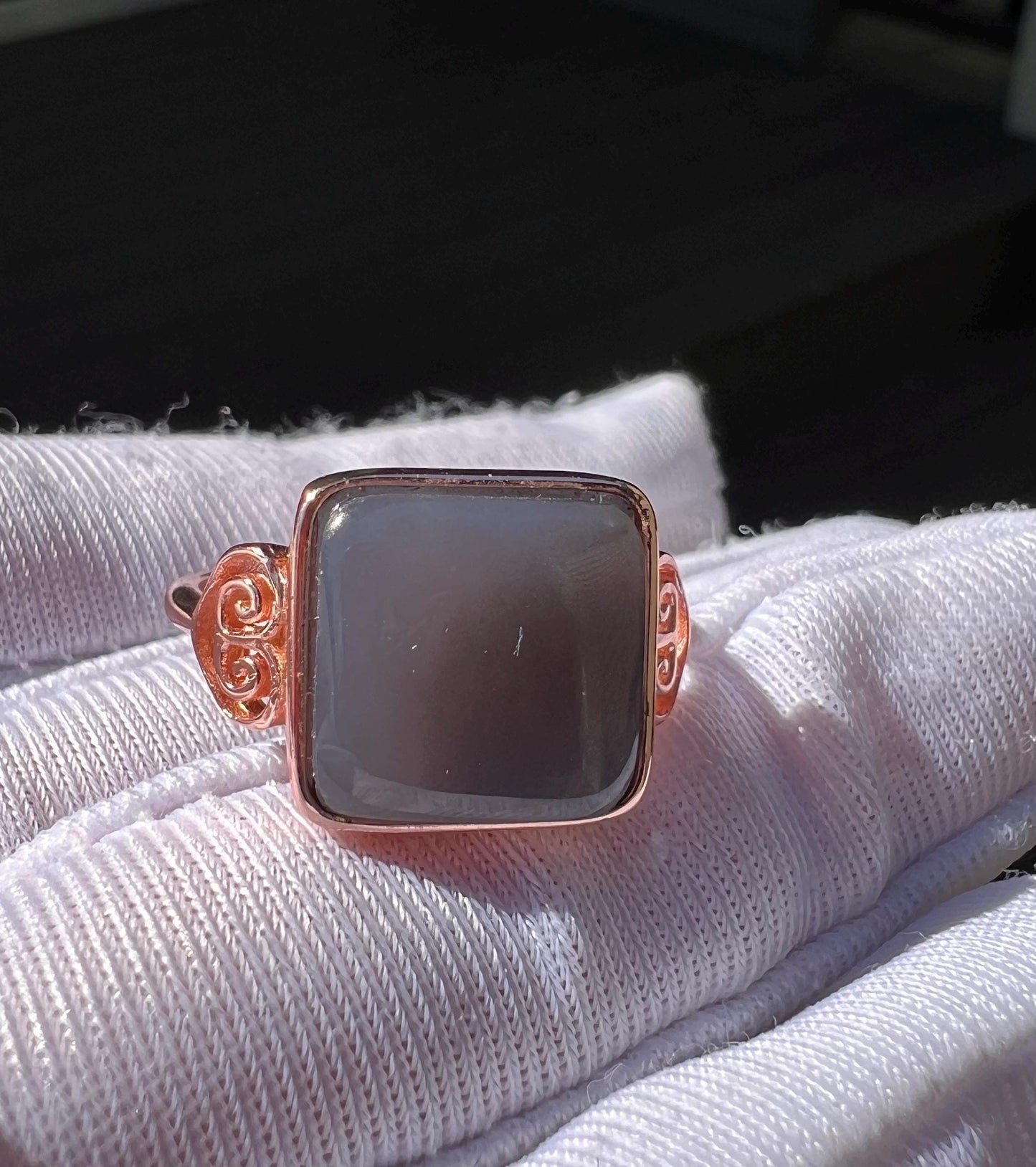 Certified natural jade/purple nephrite ring Sterling Silver ring/square shaped purple nephrite/ 天然精品软玉 烟紫玉 浓色香芋紫 纯银镶戒指/指环#5087