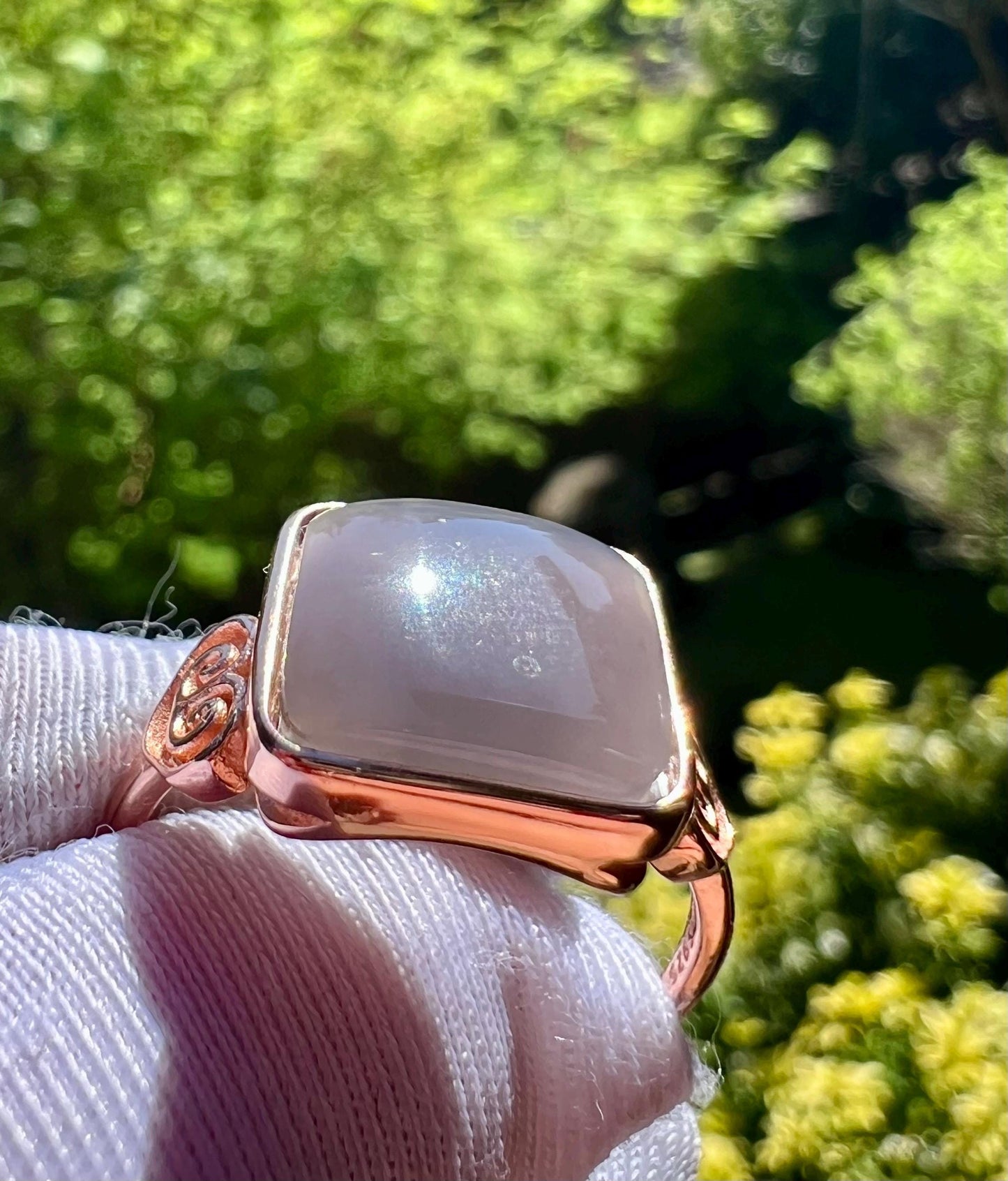 Certified natural jade/purple nephrite ring Sterling Silver ring/square shaped purple nephrite/ 天然精品软玉 烟紫玉 浓色香芋紫 纯银镶戒指/指环#5087