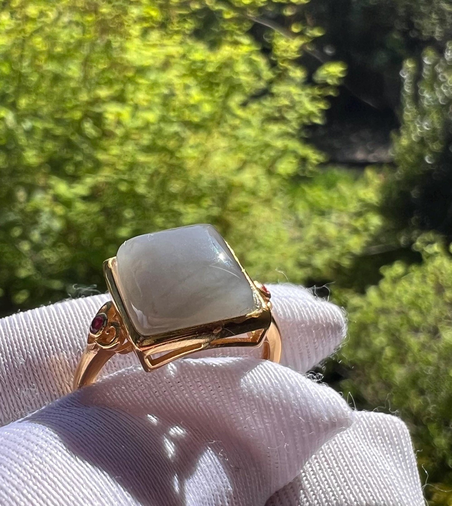 Sterling Silver Purple Nephrite Jade Ring - Adjustable Band #1085