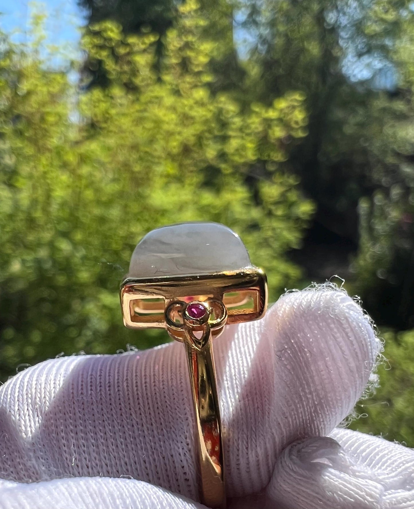 Sterling Silver Purple Nephrite Jade Ring - Adjustable Band #1085
