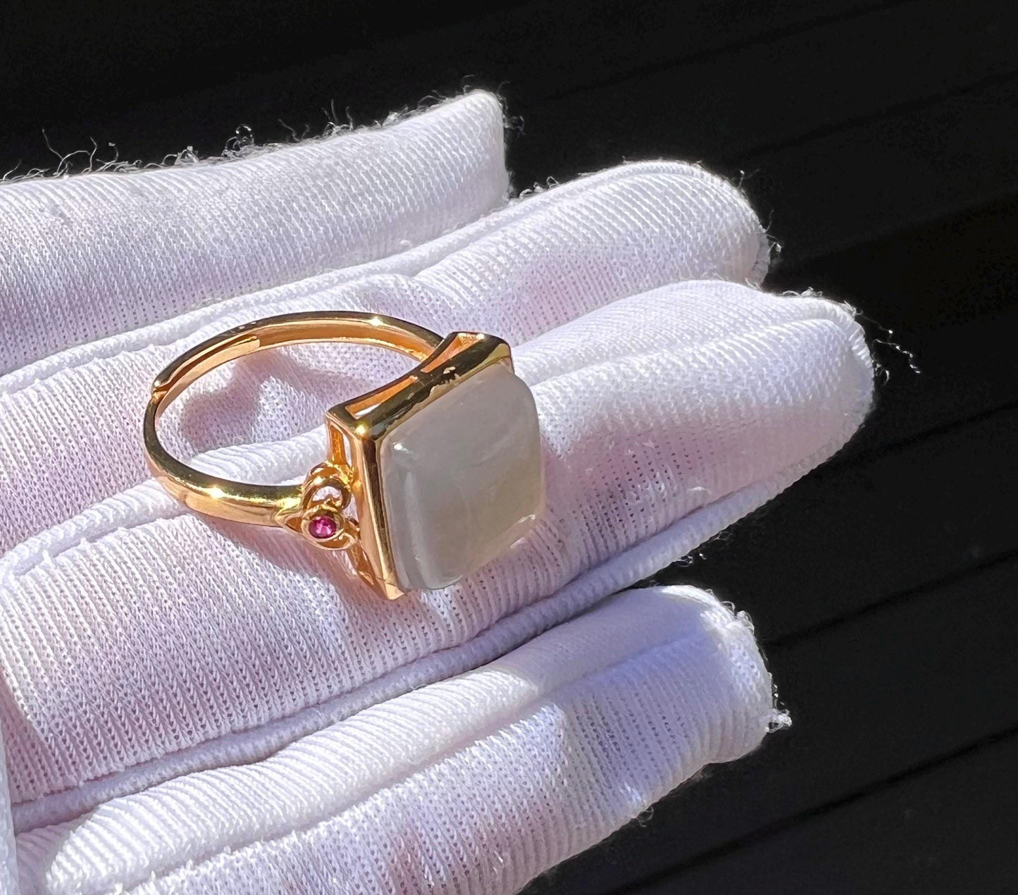 Sterling Silver Purple Nephrite Jade Ring - Adjustable Band #1085