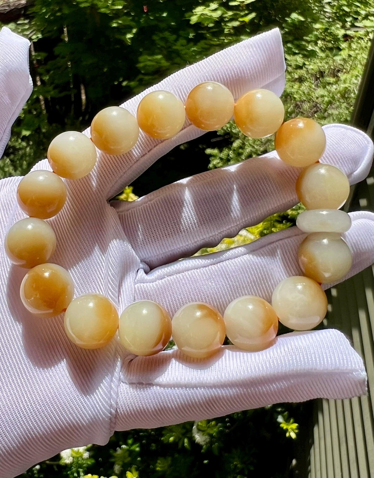 12mm Certified natural brown white nephrite bracelet/Qiemo white and golden yellow brown color天然精品糖白玉手串 黄金糖白玉手串 #7242 聚宝盆 一口糖