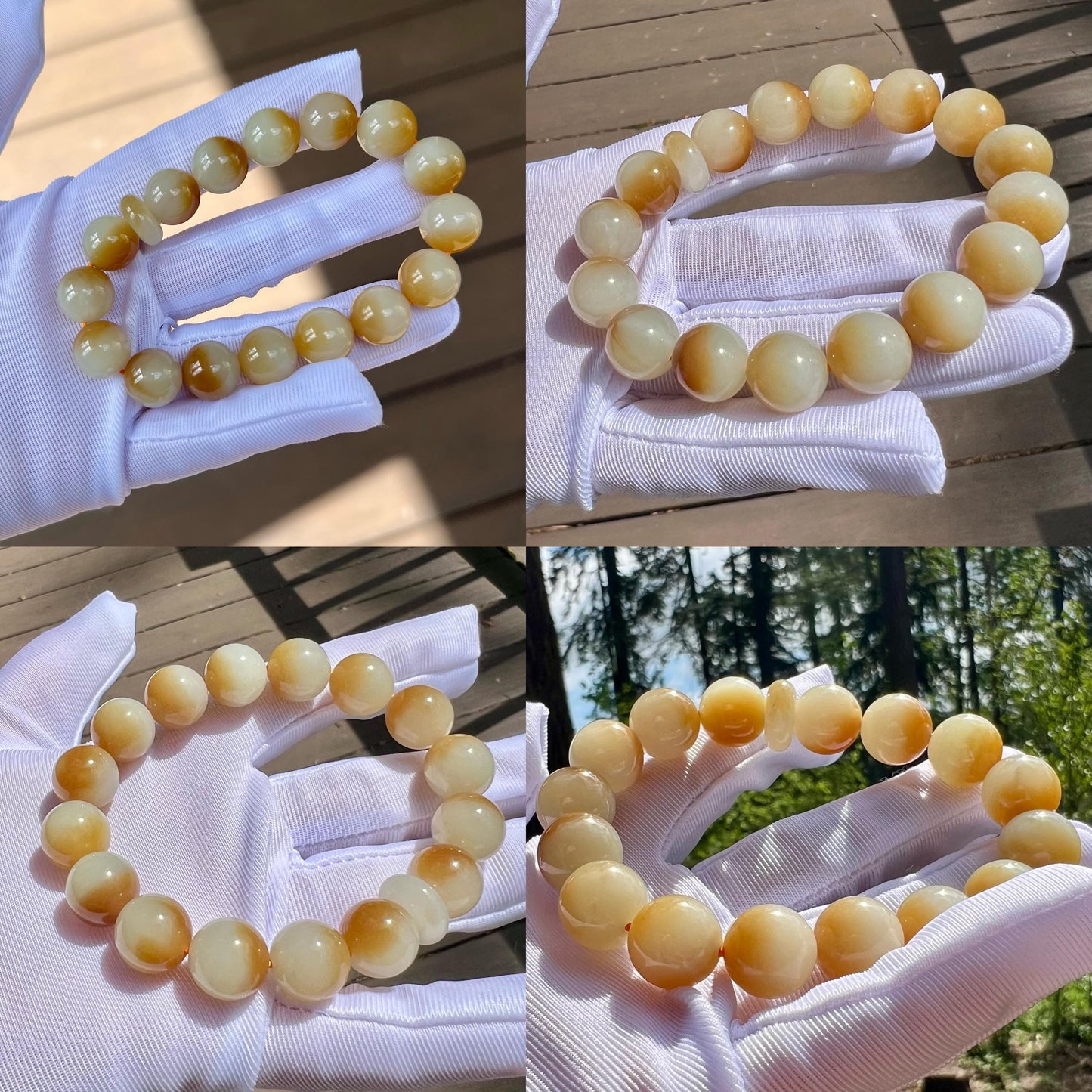 12mm Certified natural brown white nephrite bracelet/Qiemo white and golden yellow brown color天然精品糖白玉手串 黄金糖白玉手串 #7242 聚宝盆 一口糖