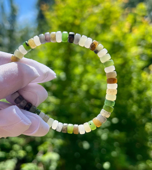 Certified natural jade/multi color nephrite bracelet/straight cut thin beads天然精品 多宝手串 #2160 直切药片珠（碧玉糖玉青花白玉烟紫）