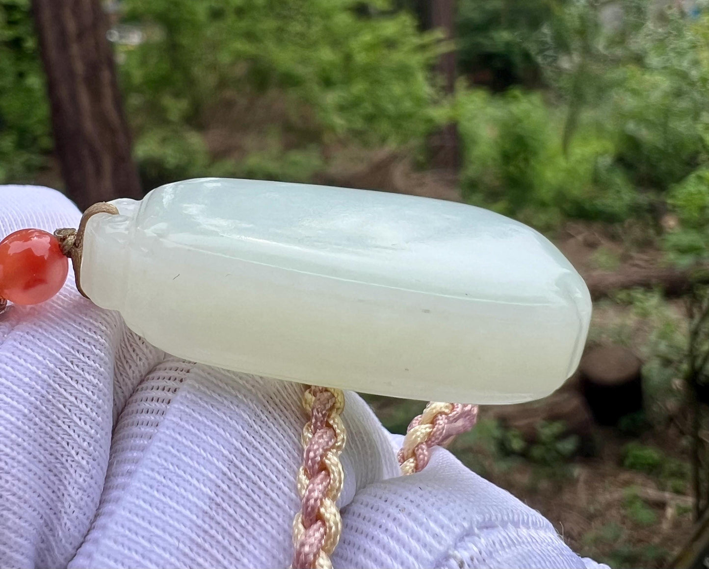 Certified natural jade/Siberian white nephrite safety pendant necklace/nephrite nothing pendant /天然软玉吊坠 白玉无事牌 油糯润 #0232 柔亮光