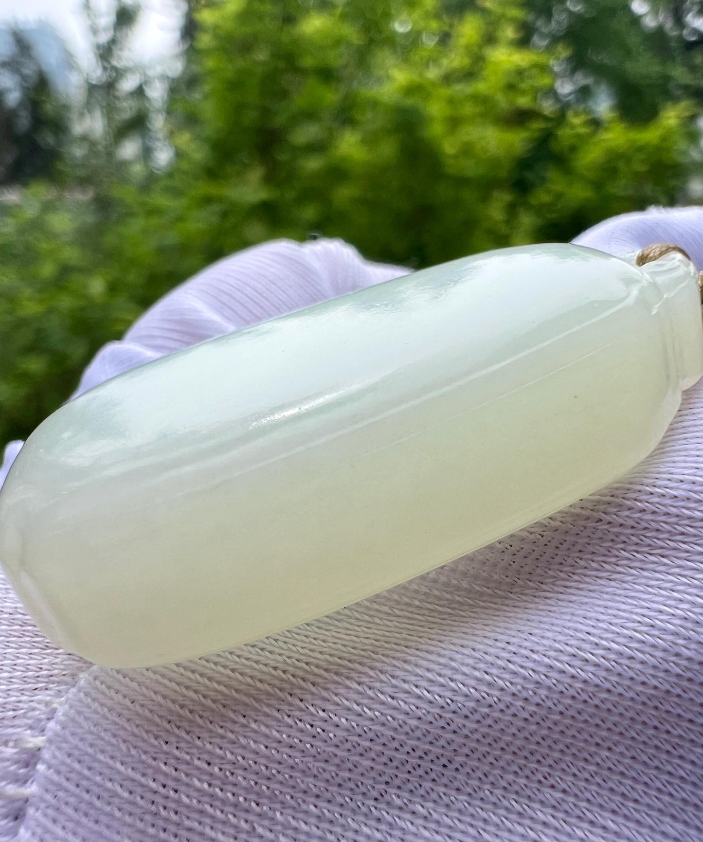 Certified natural jade/Siberian white nephrite safety pendant necklace/nephrite nothing pendant /天然软玉吊坠 白玉无事牌 油糯润 #0232 柔亮光