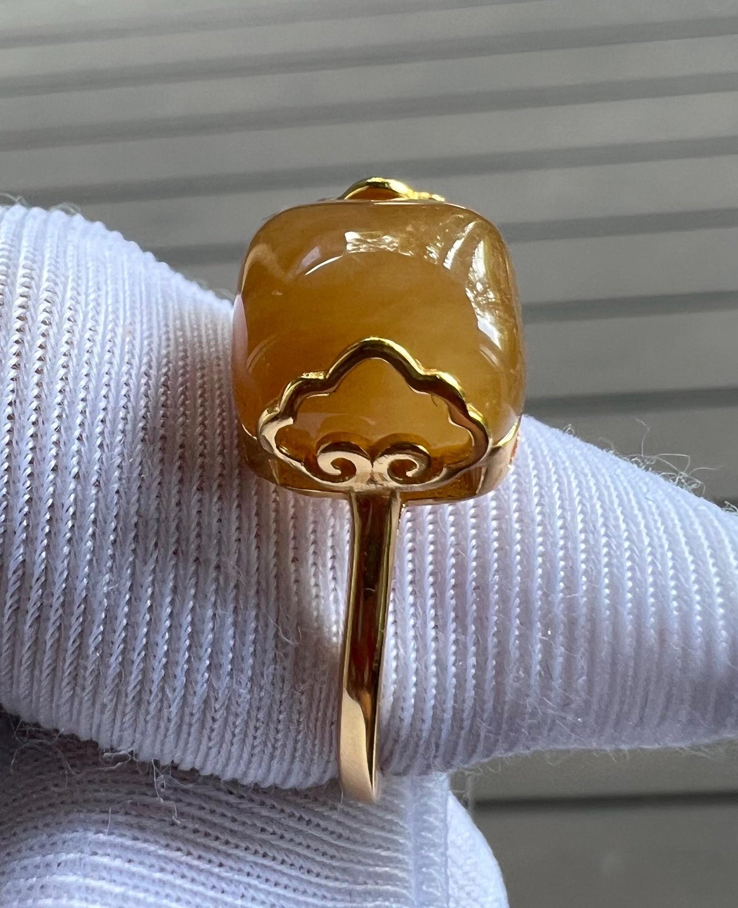 Certified natural nephrite/Qiemo orange brown nephrite ring Sterling Silver ring/square shaped brown nephrite 天然且末糖玉 橘子糖 油润胶底 纯银镶戒指/指环#0354