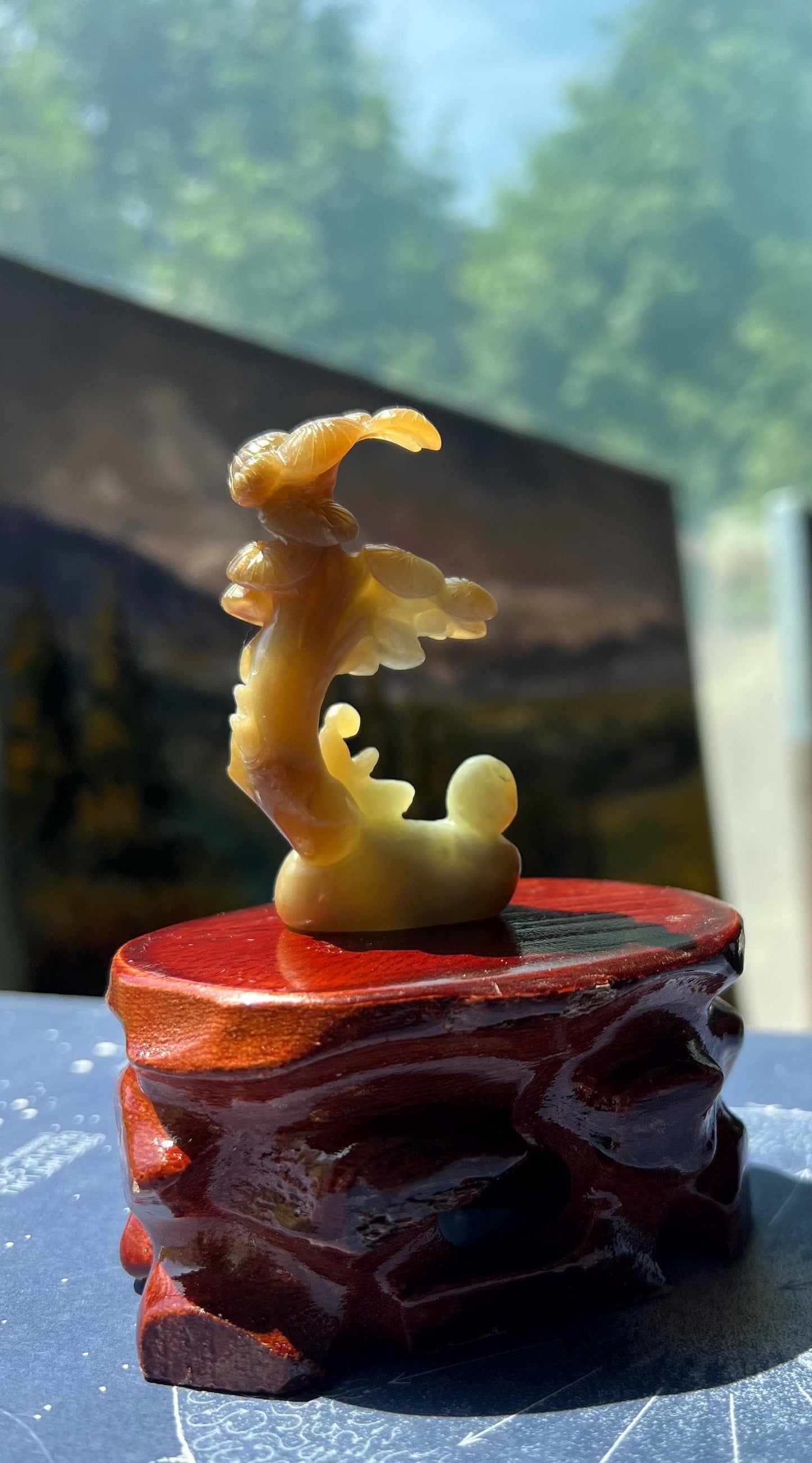 Certified natural jade/brown white nephrite ornament/Incense holder/brown and bluish white nephrite 天然软玉 糖白/糖青白玉 雕刻悟道香插 摆件/ 手工作品#7916