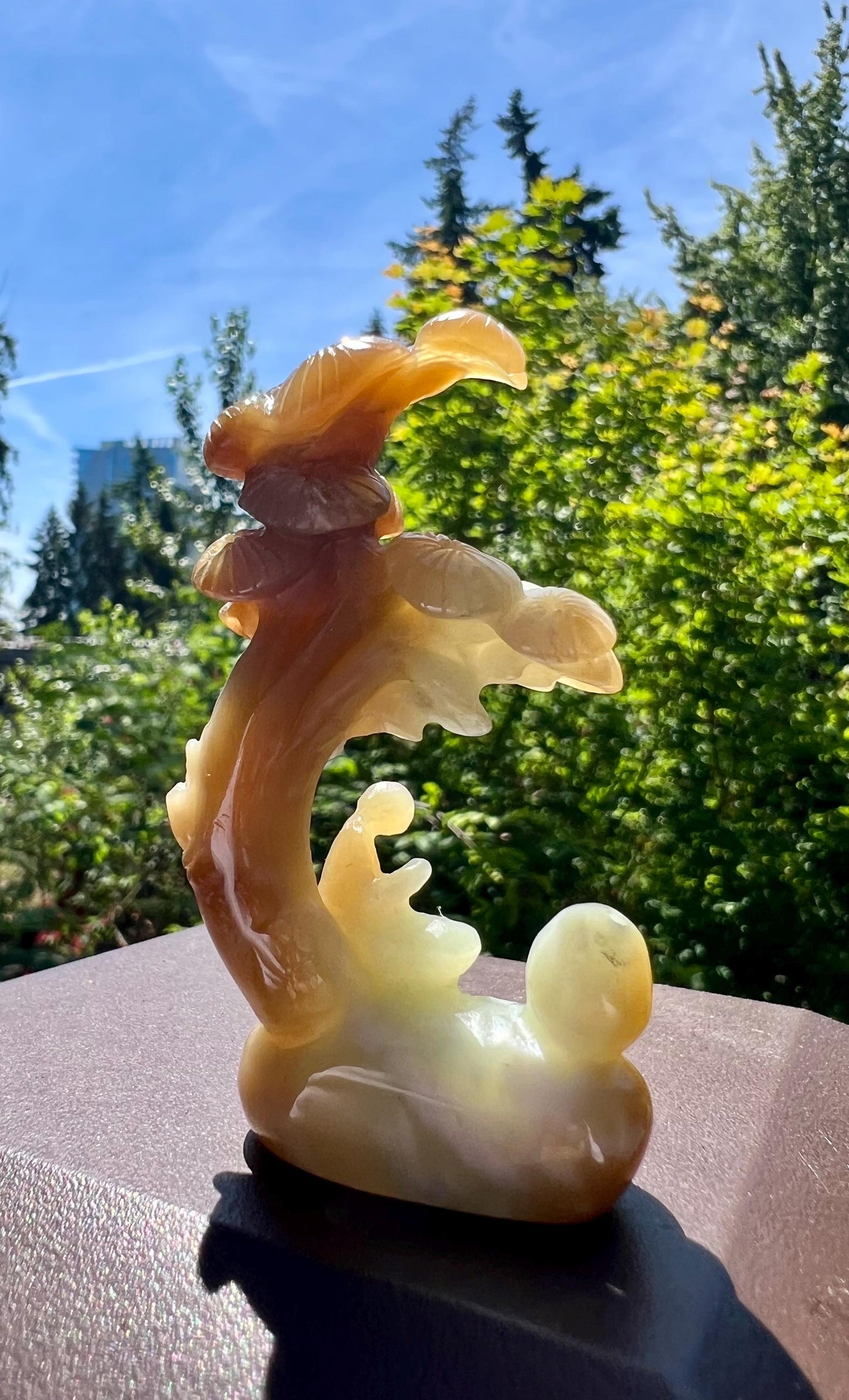 Certified natural jade/brown white nephrite ornament/Incense holder/brown and bluish white nephrite 天然软玉 糖白/糖青白玉 雕刻悟道香插 摆件/ 手工作品#7916