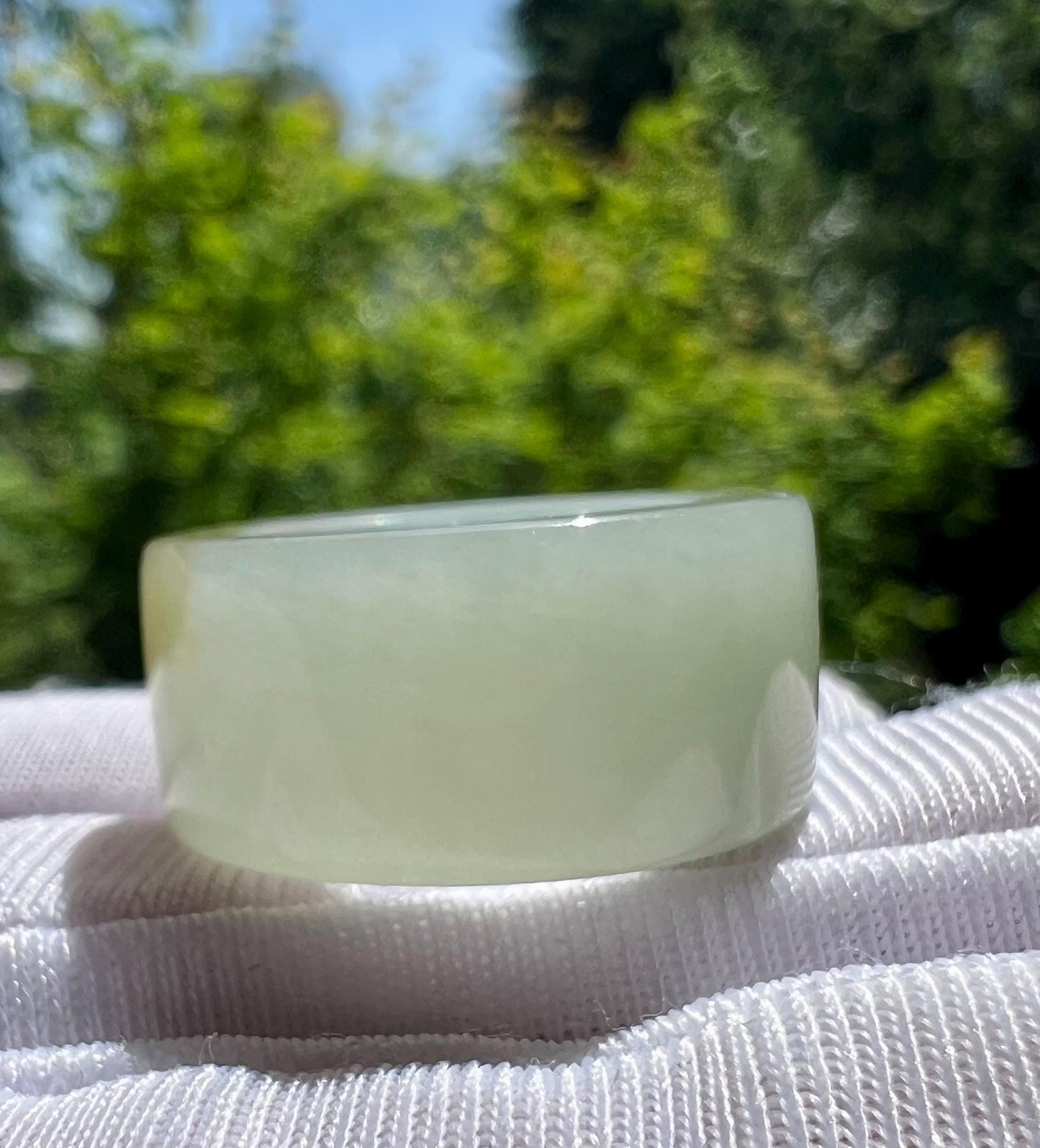 15.6mm Certified natural jade/ qiemo Brown white Nephrite ring /nephrite pinky ring 天然软玉 且末糖白糖青白玉 指环 戒指 糖玉青白玉 一口糖戒圈 尾戒#2051 US size4.5