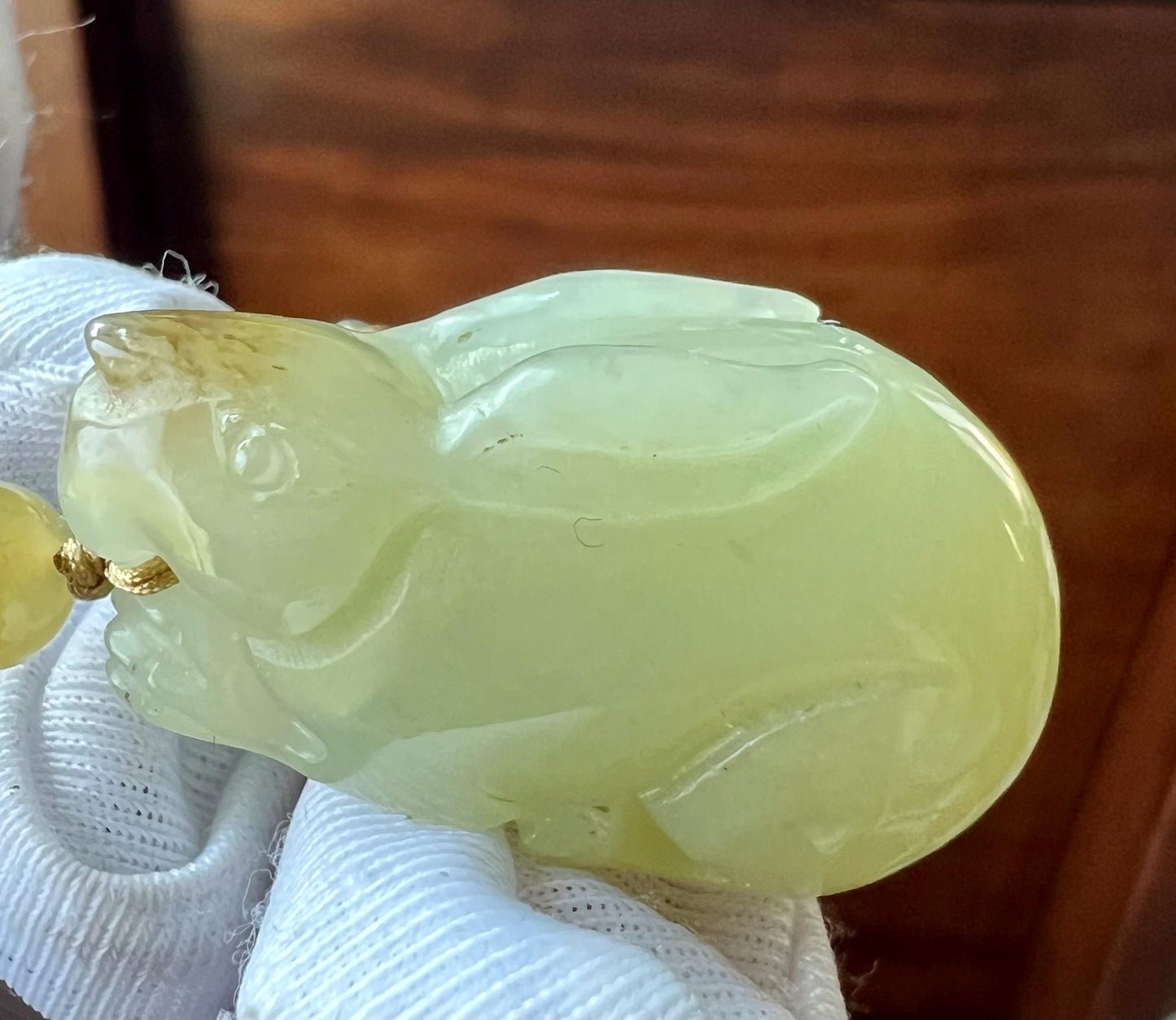 Certified natural jade/ Ruoqiang bluish white and brown nephrite carved bunny pendant necklace/天然软玉 若羌糖青白玉 兔子吊坠 #2122 前途似锦