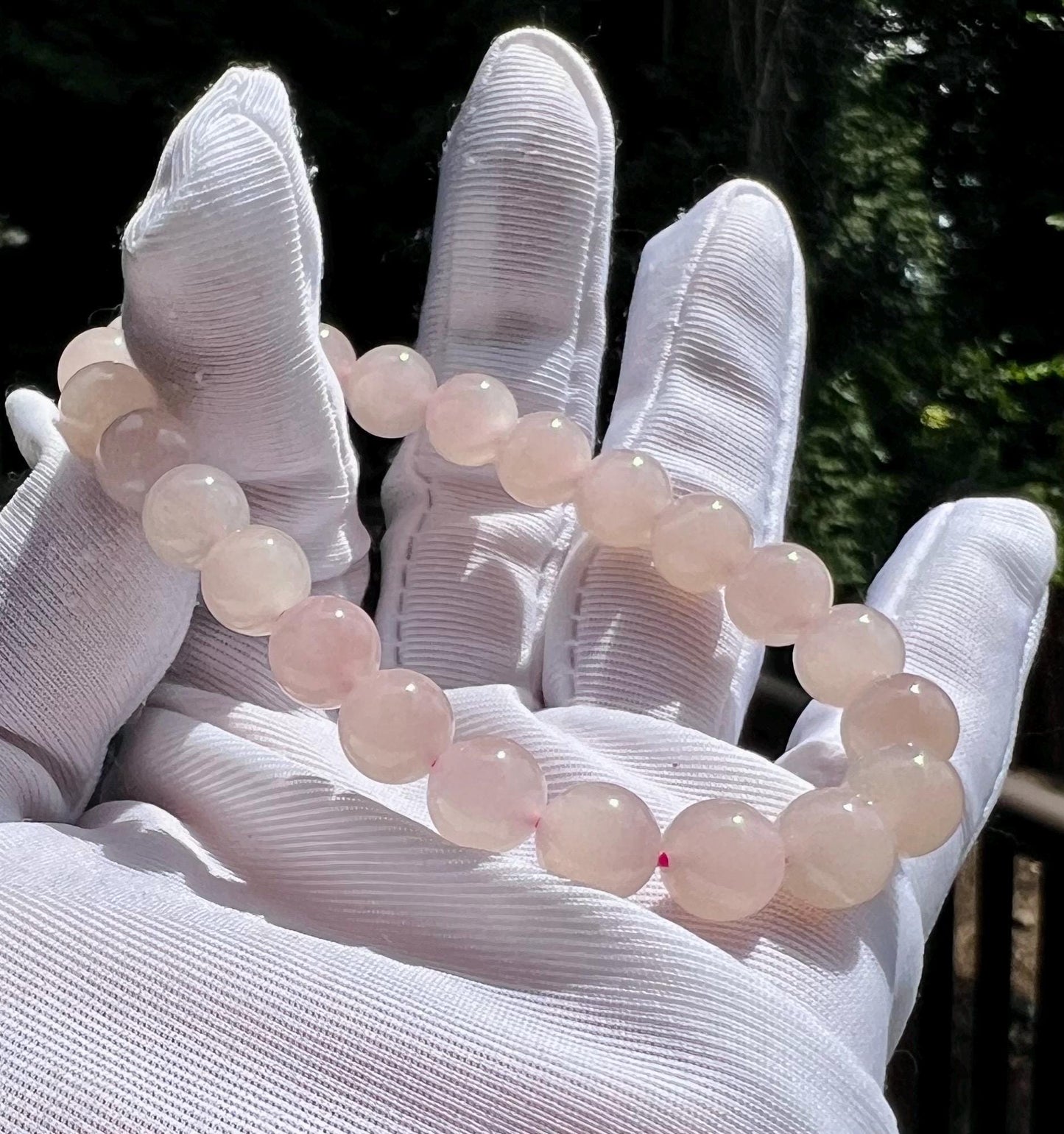 Certified natural jade/ Qinghai lotus root pink nephrite bracelet/peach color nephrite 天然精品软玉 果冻料 青海藕粉手串 起胶起莹光 #3084  蜜桃粉