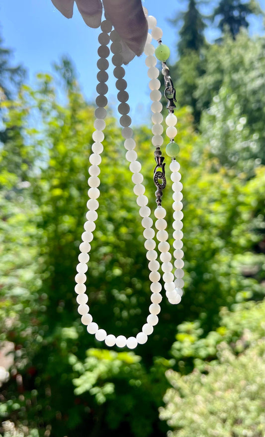 6mm Certified natural jade/Qinghai white nephrite  beads necklace/bracelet Multi purpose necklace天然软玉 青海白玉项链手链 多用链  #3024