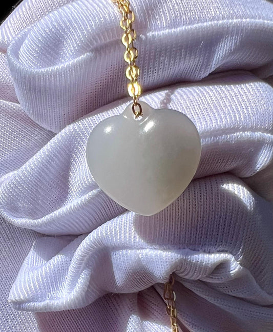 Certified natural jade/Qinghai icy purple and white nephrite heart shaped pendant necklace/Sterling silver chain 天然软玉 青海冰烟紫冰白玉 双色 心形吊坠#0107 纯银链