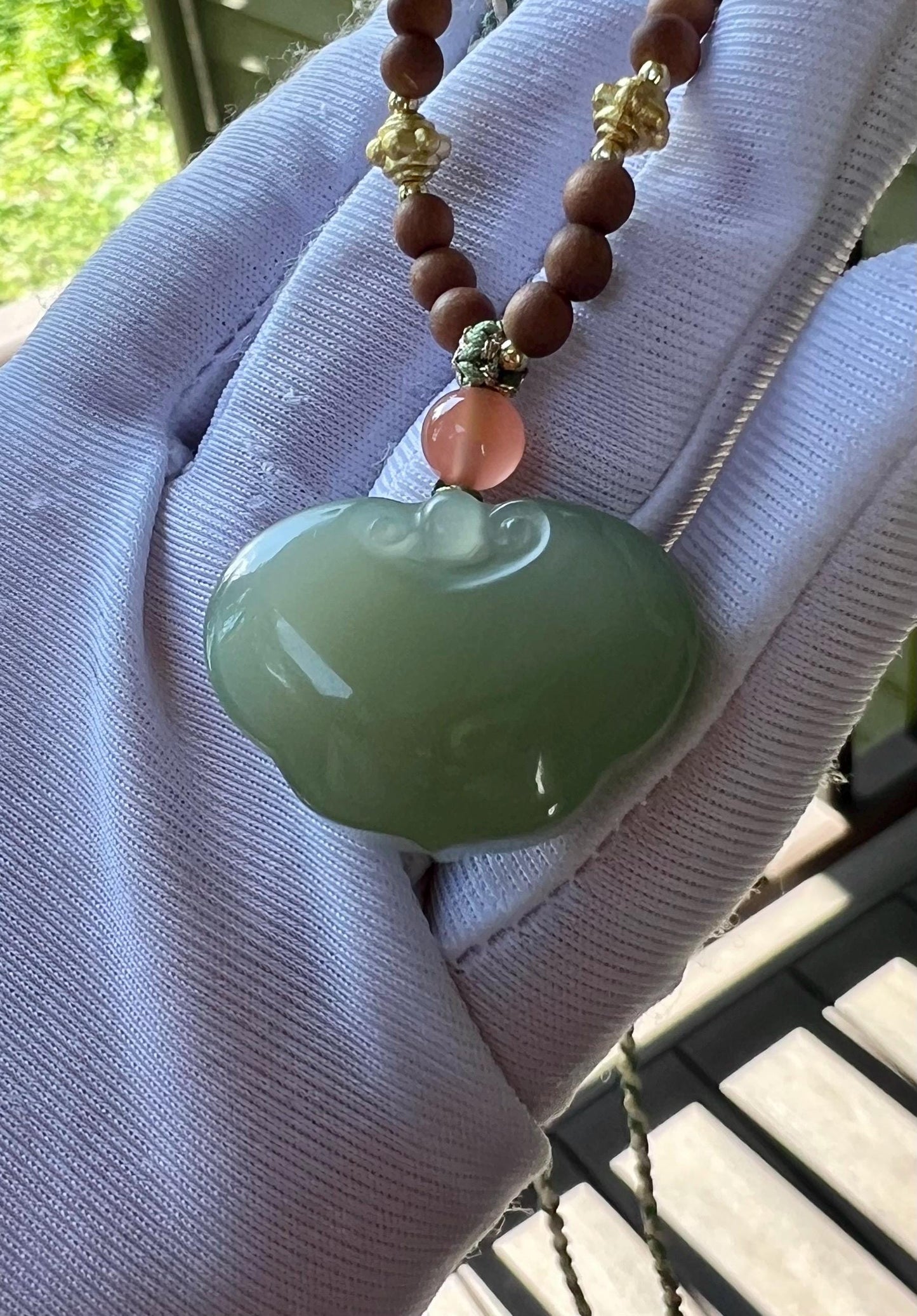 Certified natural jade/Icy Qingshui nephrite Carved Ruyi lock /bluish green Ruyi pendant necklace天然软玉 冰晴水 平安如意锁吊坠#1749 冰胶糯润