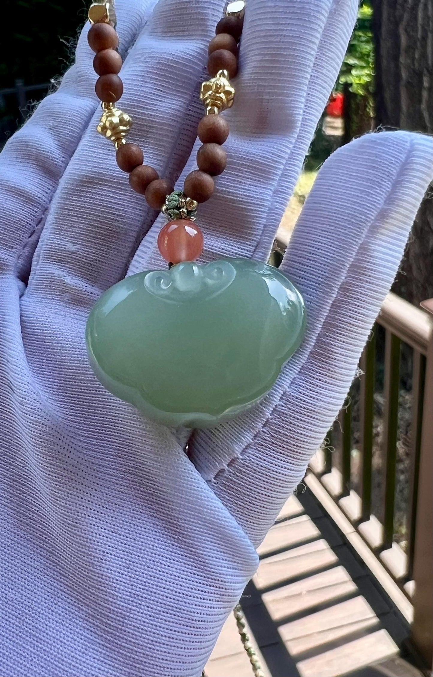 Certified natural jade/Icy Qingshui nephrite Carved Ruyi lock /bluish green Ruyi pendant necklace天然软玉 冰晴水 平安如意锁吊坠#1749 冰胶糯润
