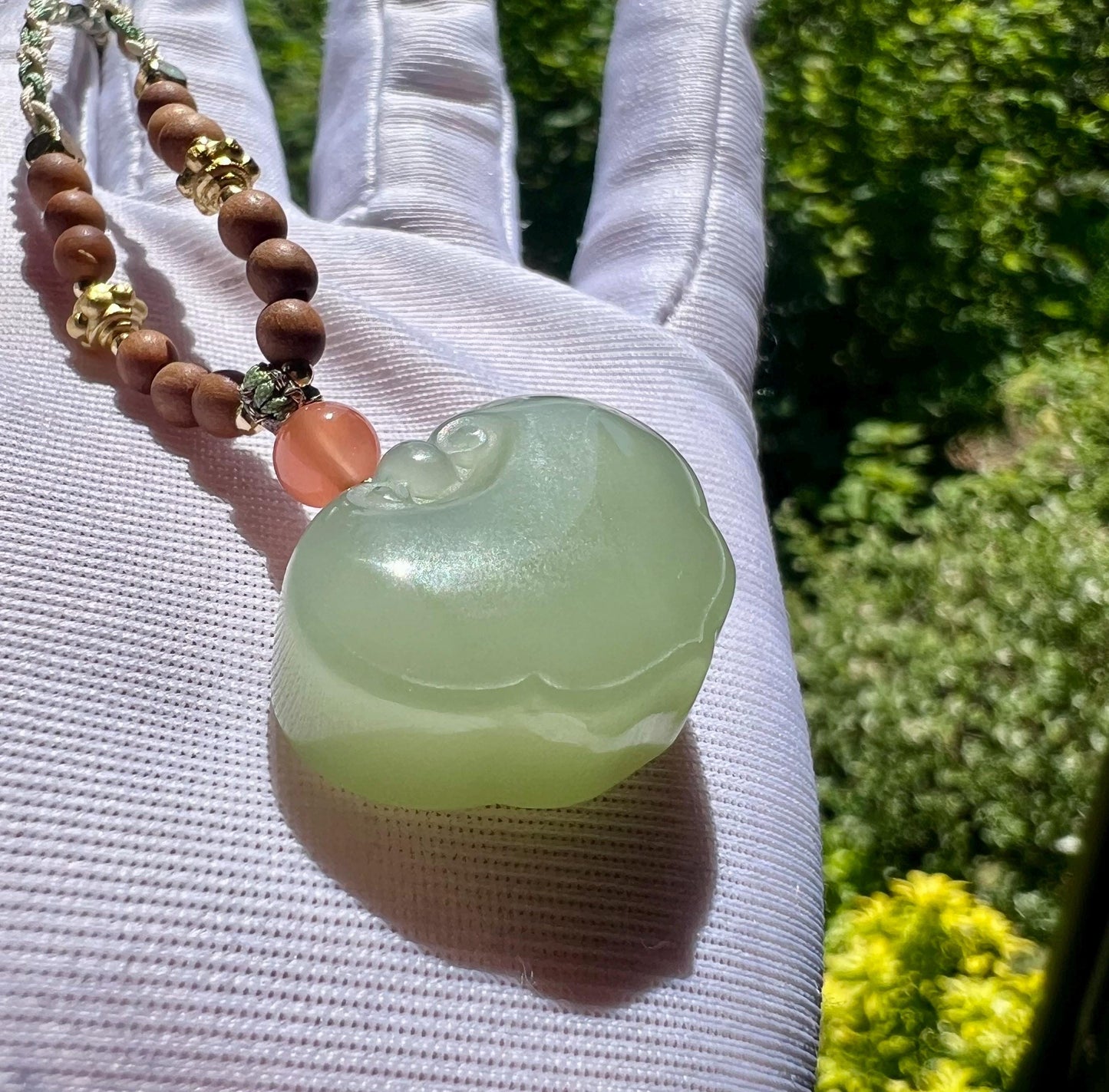Certified natural jade/Icy Qingshui nephrite Carved Ruyi lock /bluish green Ruyi pendant necklace天然软玉 冰晴水 平安如意锁吊坠#1749 冰胶糯润