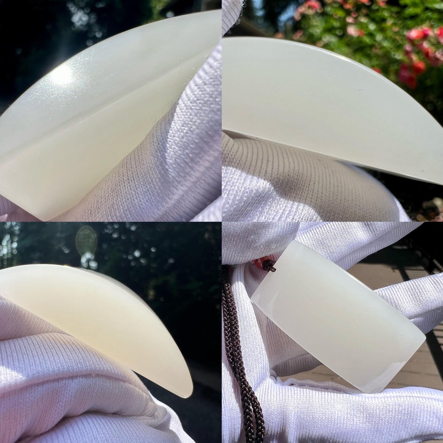 Certified natural jade/ Qinghai white nephrite safety pendant necklace/rectangle nephrite nothing pendant /天然软玉吊坠 青海白玉无事牌 #5901 冰润细糯