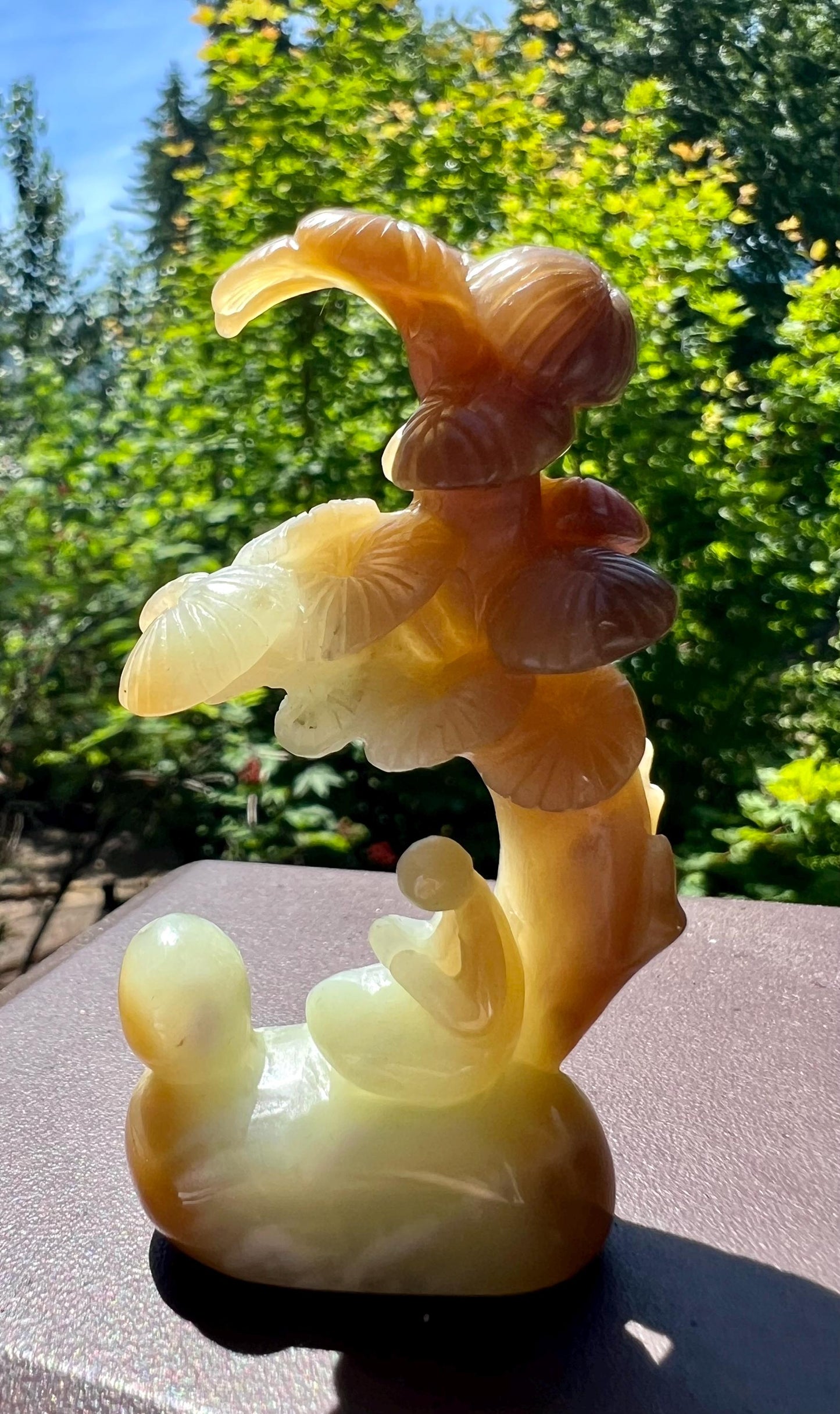 Certified natural jade/brown white nephrite ornament/Incense holder/brown and bluish white nephrite 天然软玉 糖白/糖青白玉 雕刻悟道香插 摆件/ 手工作品#7916