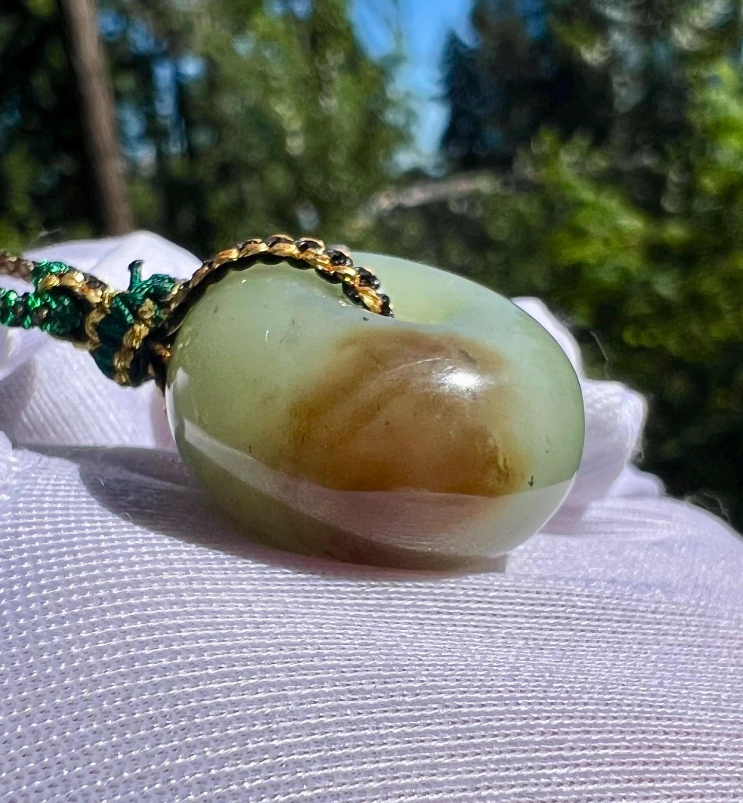 Certified natural jade/tri-color nephrite donut pendant/green brown black circle safety pendant  天然软玉 糖 绿 青花 三色平安扣 吊坠 #2009 小尺寸 胖墩墩