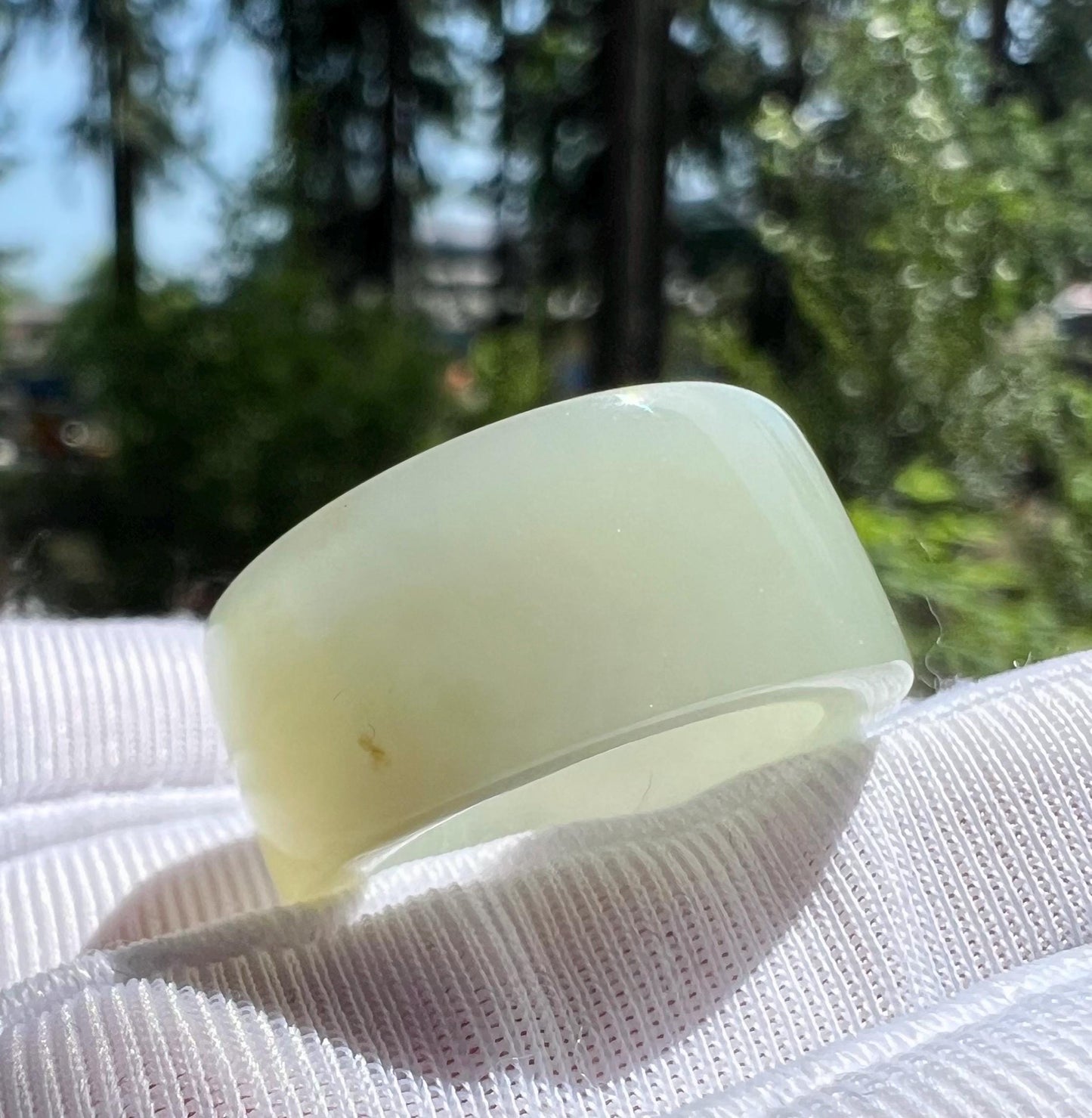 15.6mm Certified natural jade/ qiemo Brown white Nephrite ring /nephrite pinky ring 天然软玉 且末糖白糖青白玉 指环 戒指 糖玉青白玉 一口糖戒圈 尾戒#2051 US size4.5