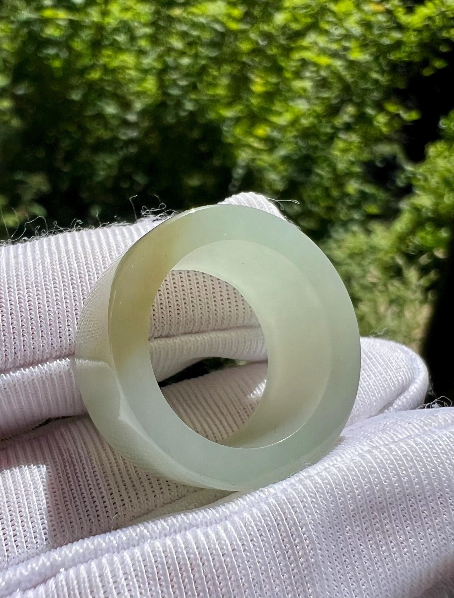 15.6mm Certified natural jade/ qiemo Brown white Nephrite ring /nephrite pinky ring 天然软玉 且末糖白糖青白玉 指环 戒指 糖玉青白玉 一口糖戒圈 尾戒#2051 US size4.5