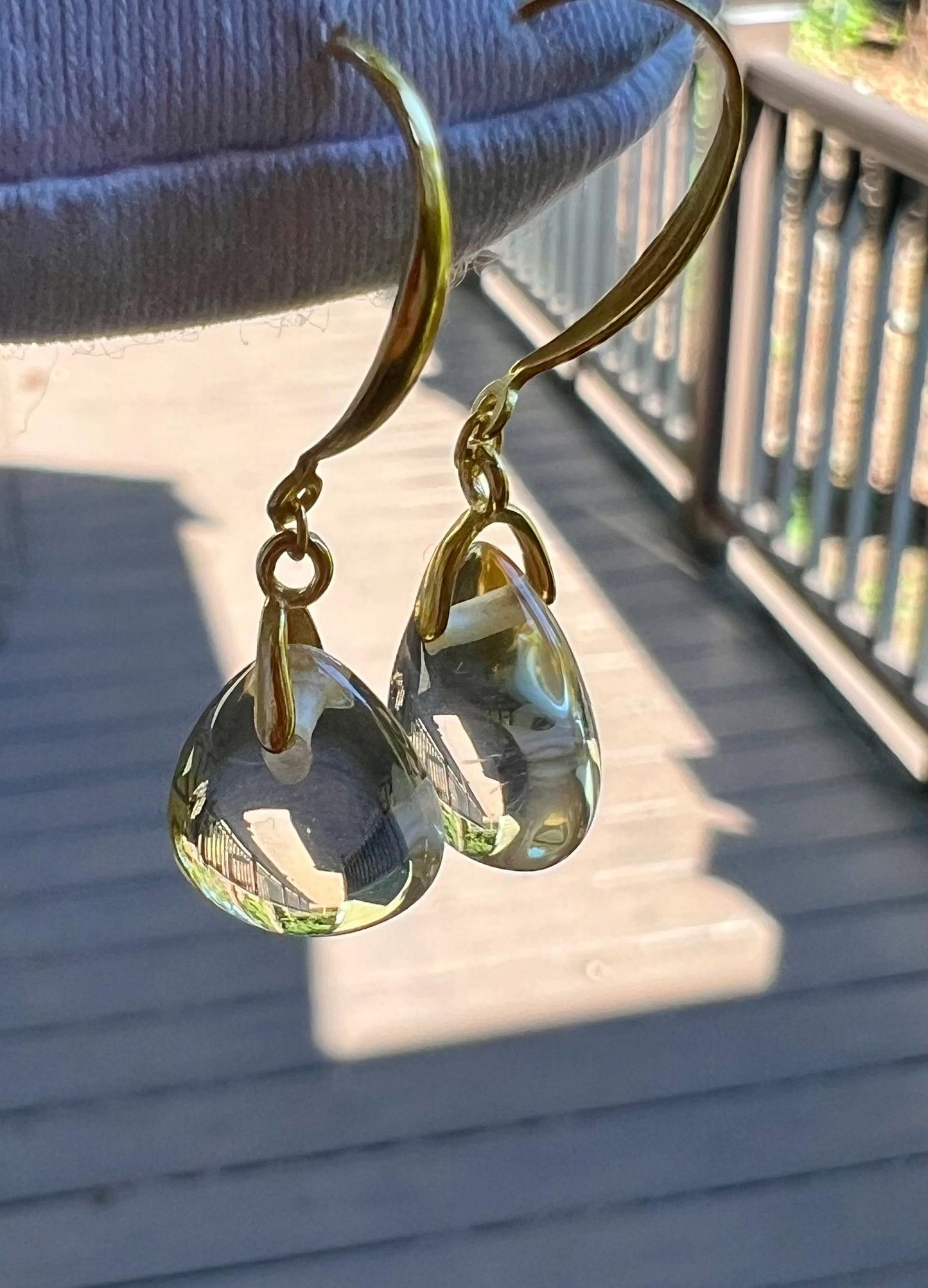 Certified natural Citrine earrings/ teardrop  shaped Citrine/S925 drop earrings/hook earrings 天然巴西黄水晶耳环 水滴耳坠  纯银耳钩  #0403 净体黄水晶