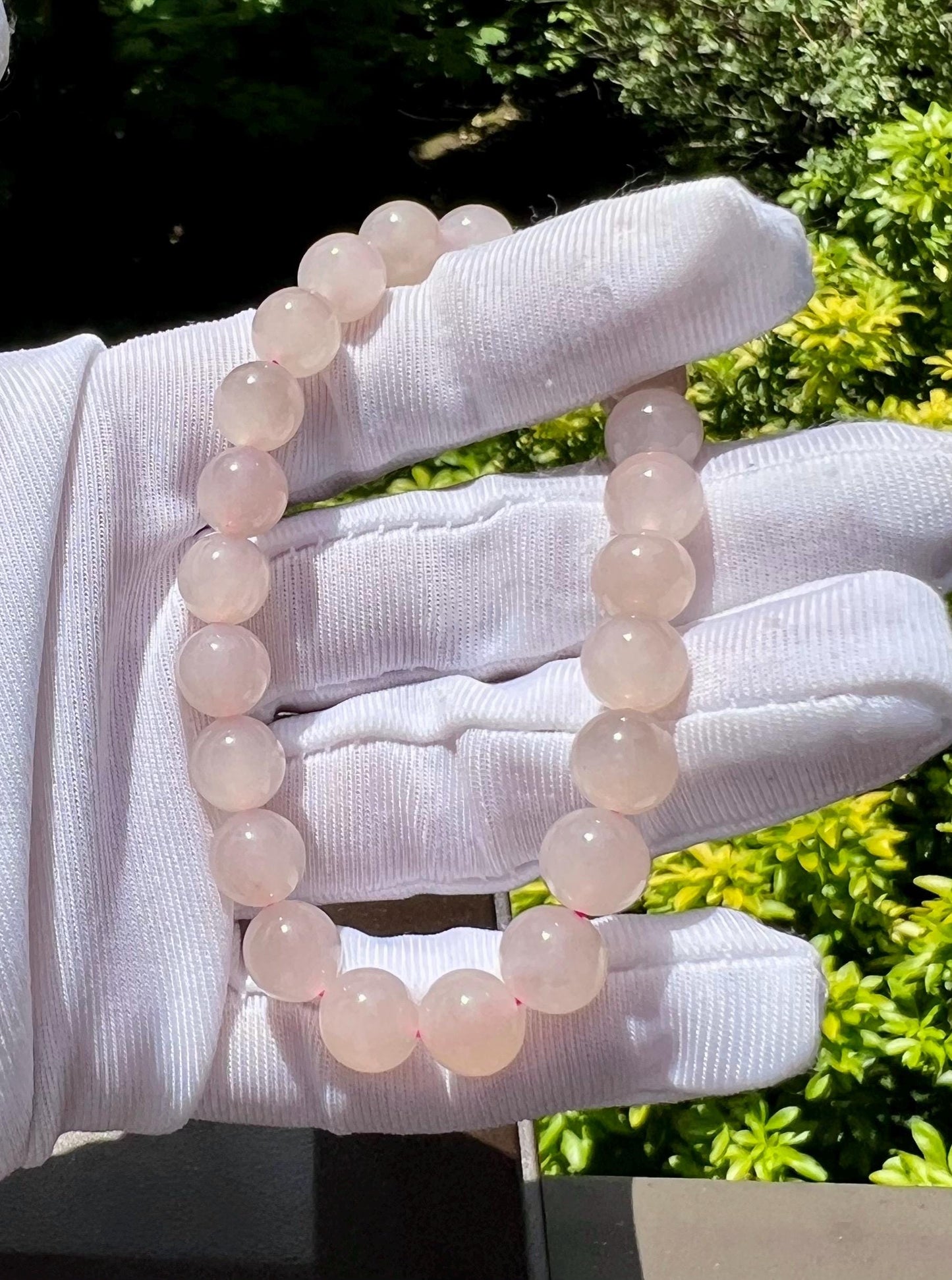 Certified natural jade/ Qinghai lotus root pink nephrite bracelet/peach color nephrite 天然精品软玉 果冻料 青海藕粉手串 起胶起莹光 #3084  蜜桃粉