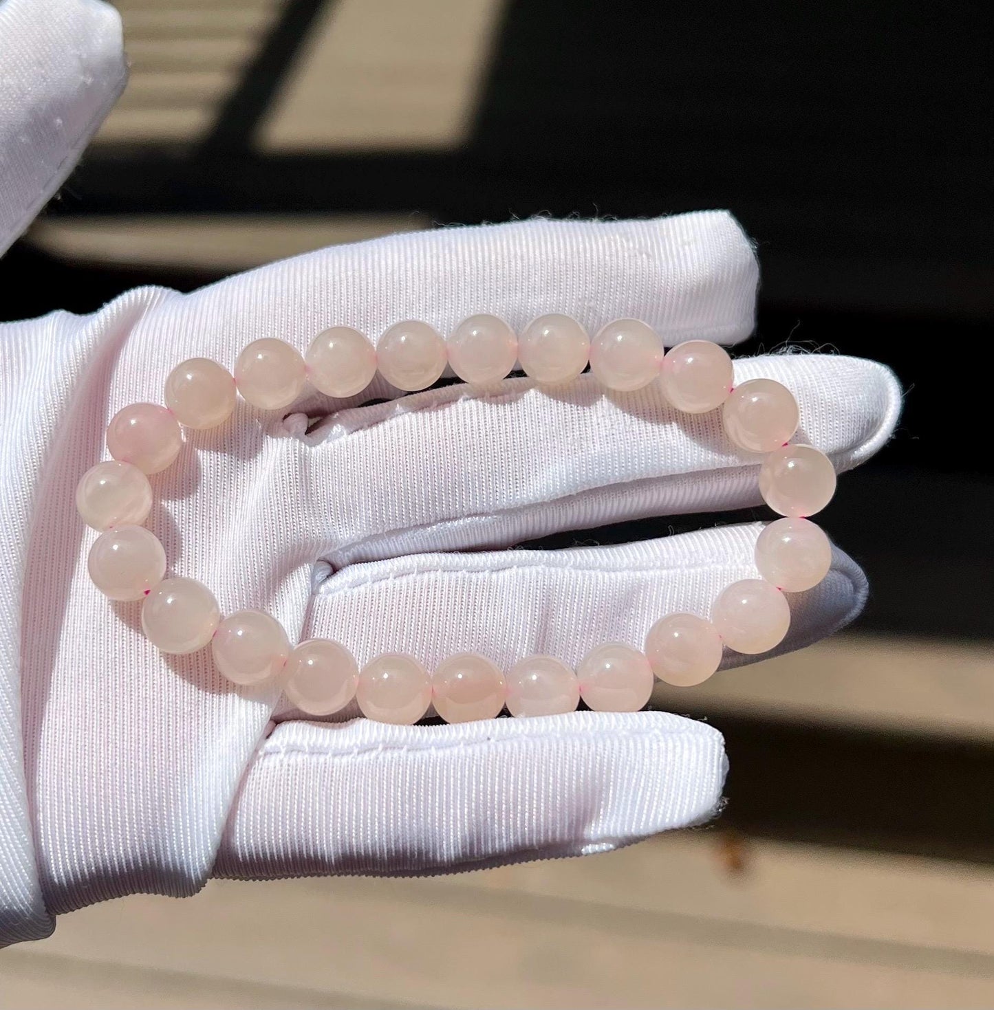 Certified natural jade/ Qinghai lotus root pink nephrite bracelet/peach color nephrite 天然精品软玉 果冻料 青海藕粉手串 起胶起莹光 #3084  蜜桃粉
