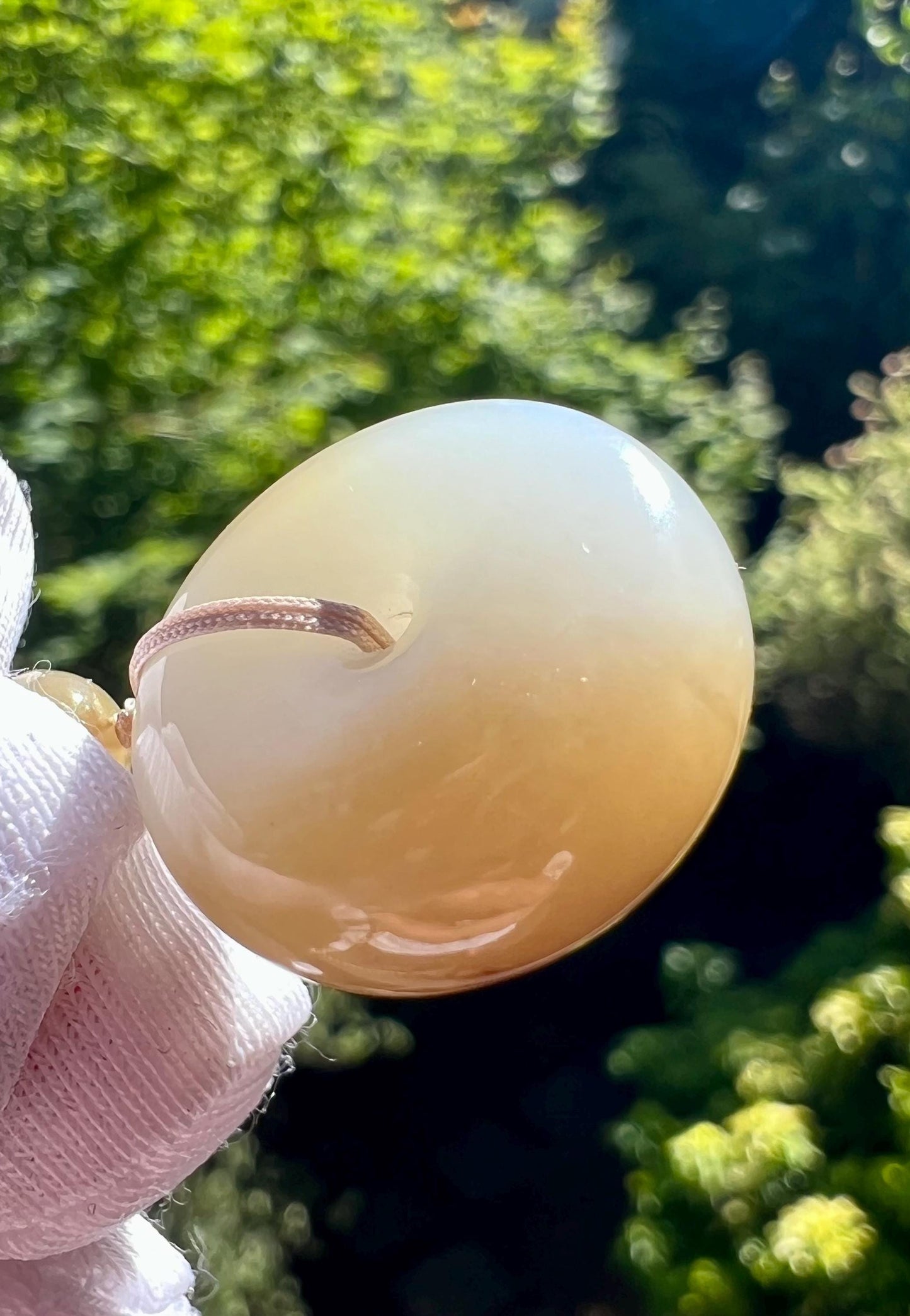 Certified natural jade/ Siberian brown White Nephrite donut pendant/circle safety pendant  天然软玉 糖白玉 平安扣 吊坠  项链  #1600 奶糖 黄金糖