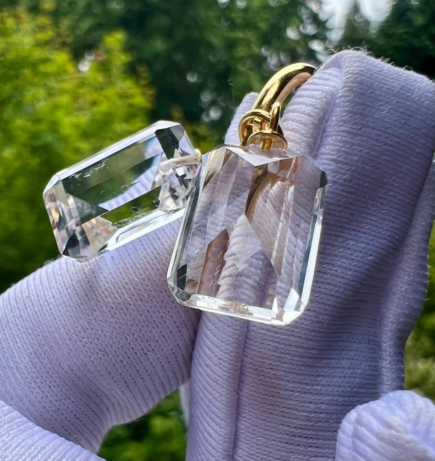 Sterling Silver Clear Quartz Pyramid Earrings - Faceted Dangles #0438
