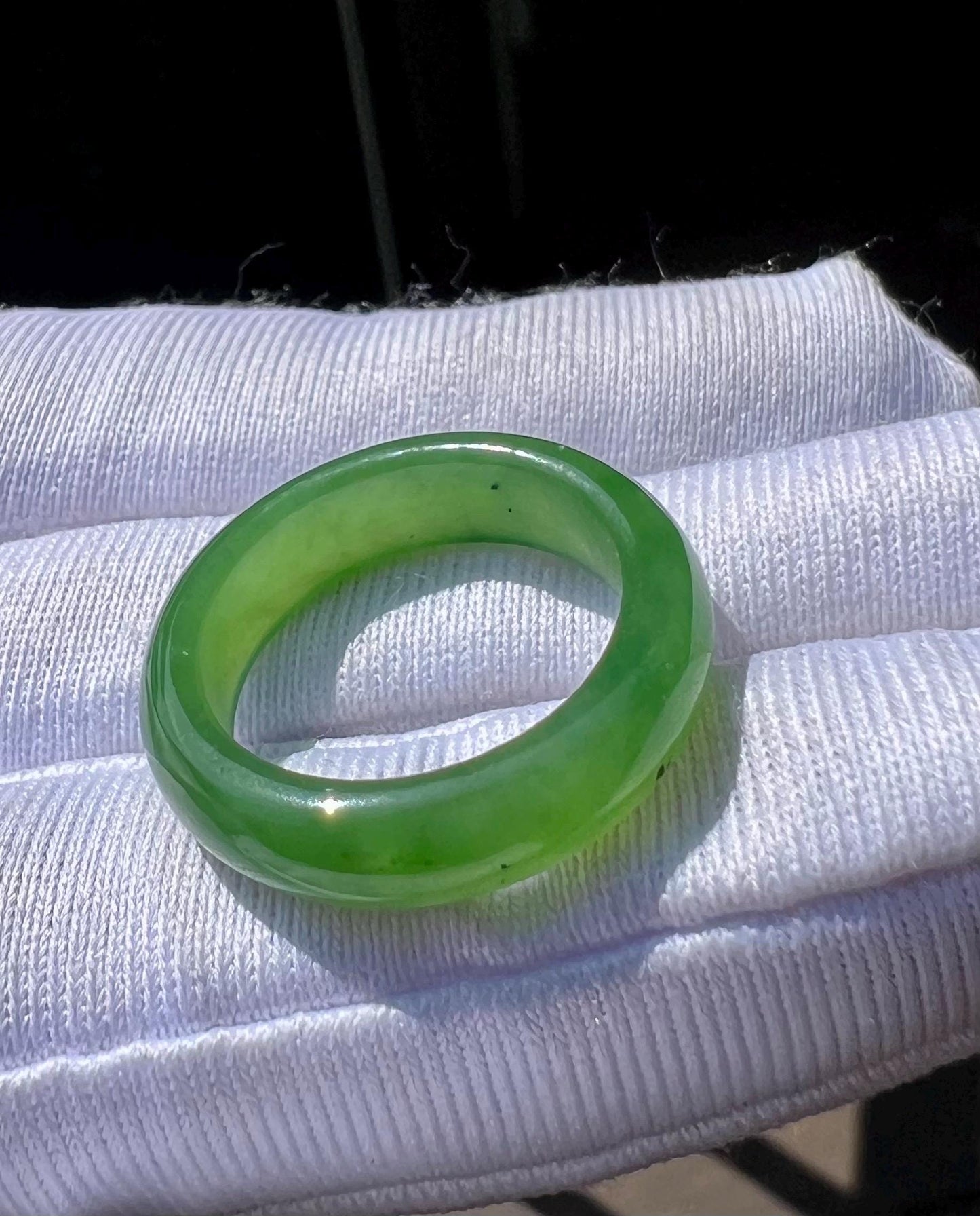 17mm Certified nephrite green jade/green nephrite ring/ bright green color band ring 天然碧玉指环 戒指扳指 正阳绿 戒圈#6367 US size6 1/2