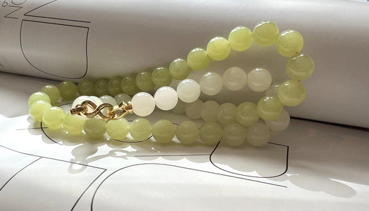 9.9mm Certified natural Jade/Gradient yellow and white nephrite necklace 天然精品 黄玉白玉渐变项链 老熟料 油糯莹润细#5518 温柔可爱色