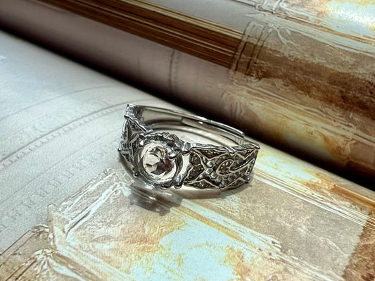 Natural clear quartz ring/High clarity round shaped ring/Faceted clear quartz/sterling silver天然净体白水晶戒指/圆形刻面白水晶  意大利工艺纯银镶嵌