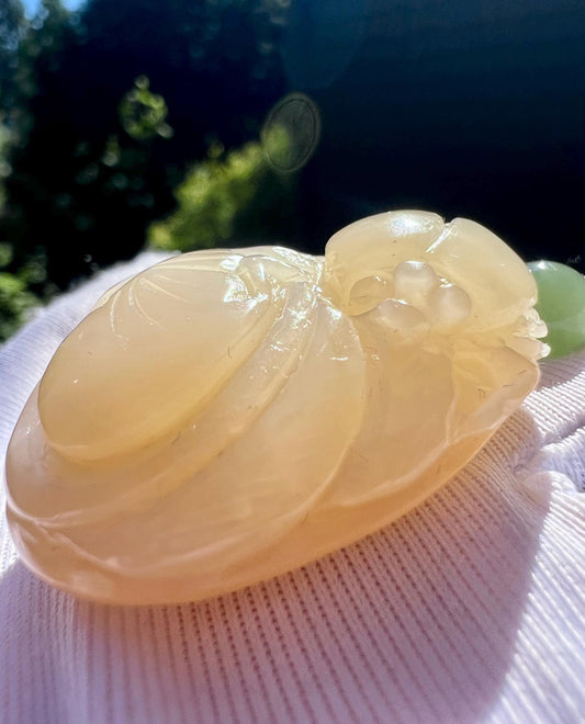 Certified natural jade/lotus pink nephrite pendant necklace/ hand Carved beetle and flower bud pendant /天然软玉 藕粉色 雕刻甲虫和花苞吊坠/项链#1136