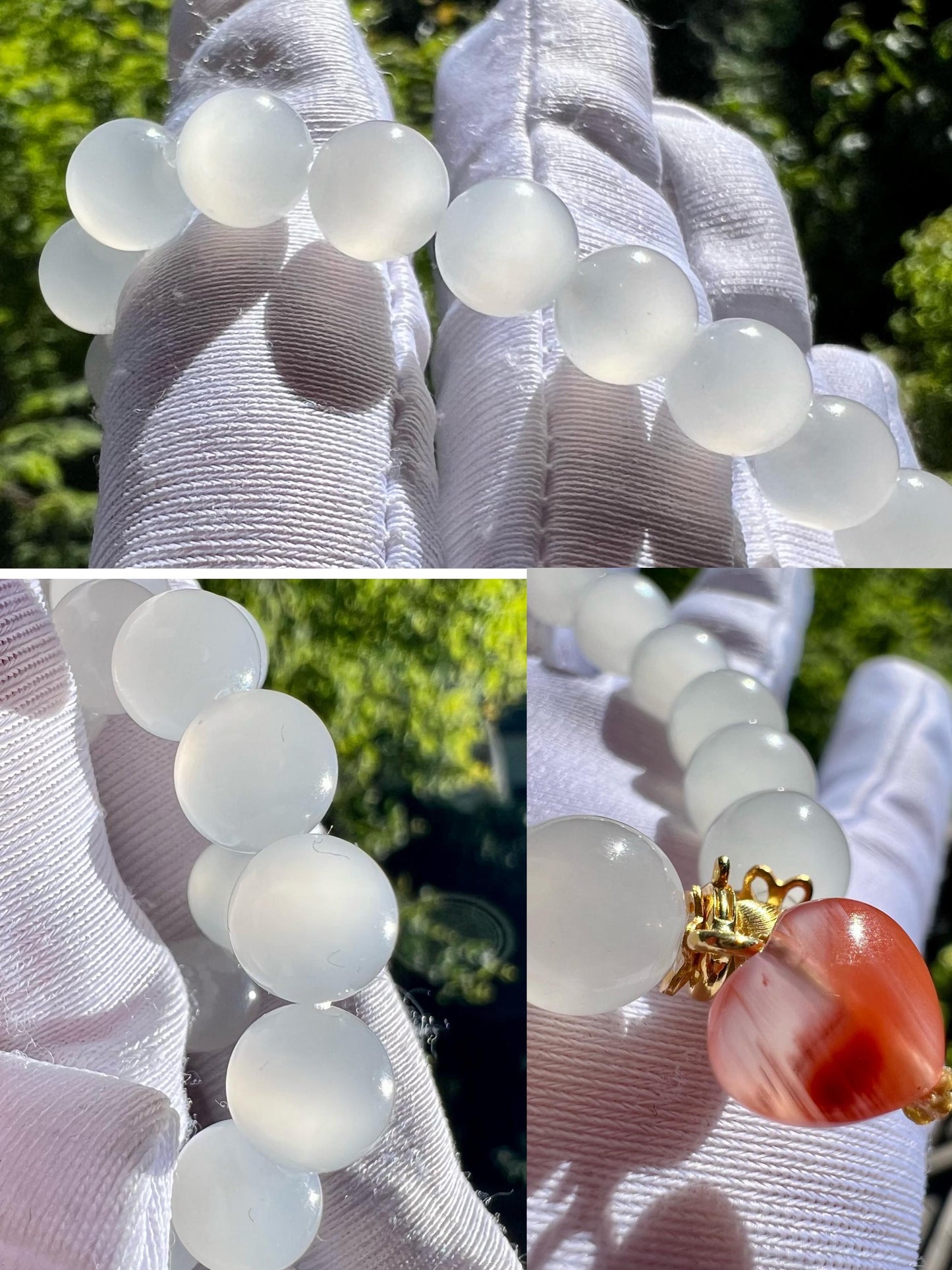 8mm Certified natural Jade/Chatoyant white nephrite bracelet/vivid chatoyancy/icy white 天然精品软玉 高冰白玉 猫眼手串 一线白冰猫#0030