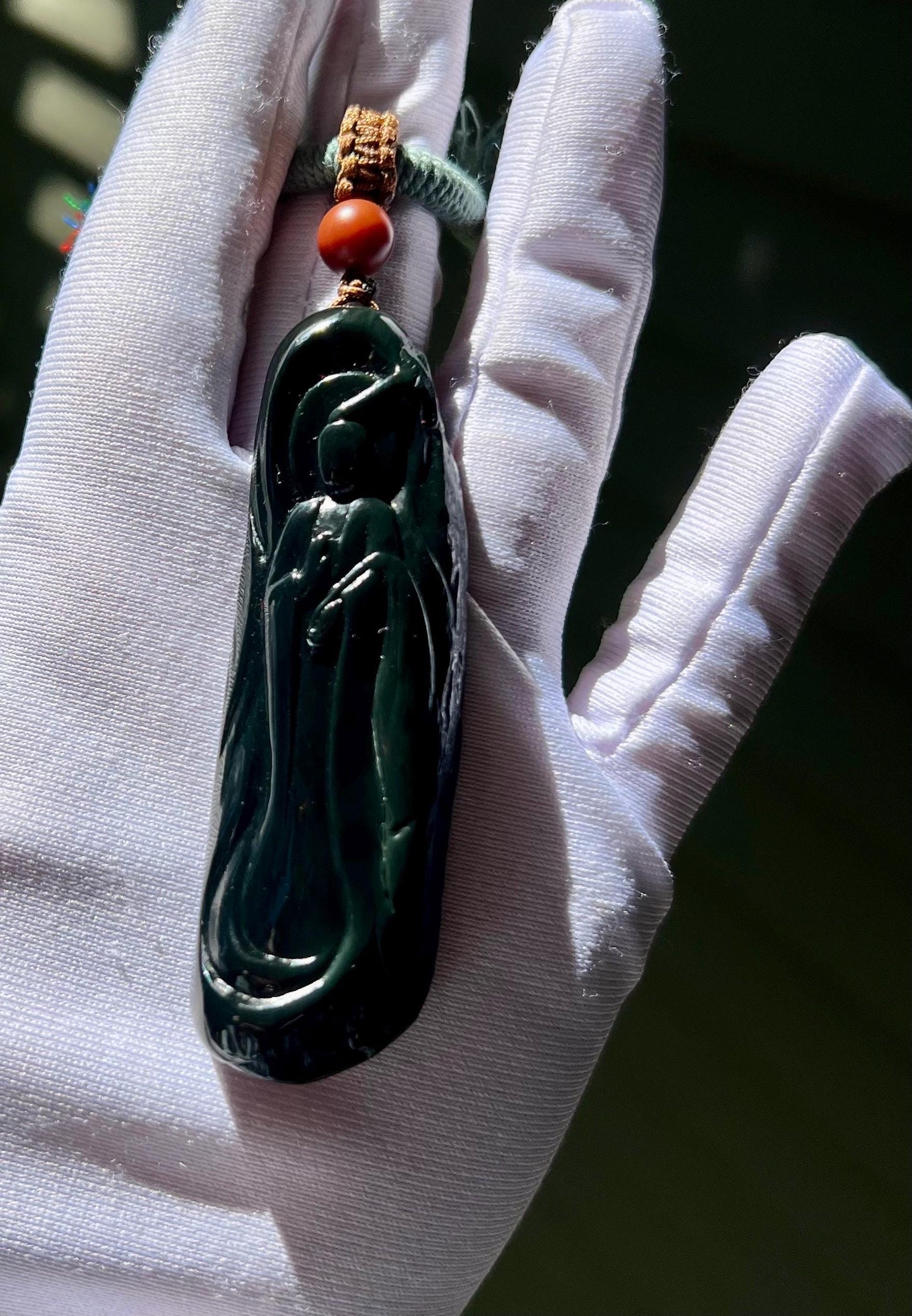 Certified natural river jade/oily black jade/dark nephrite freeform pendant/hand carved Enlightenment pendant天然精品软玉 细料黑青玉 子料吊坠 悟道 #8768黑、细、油