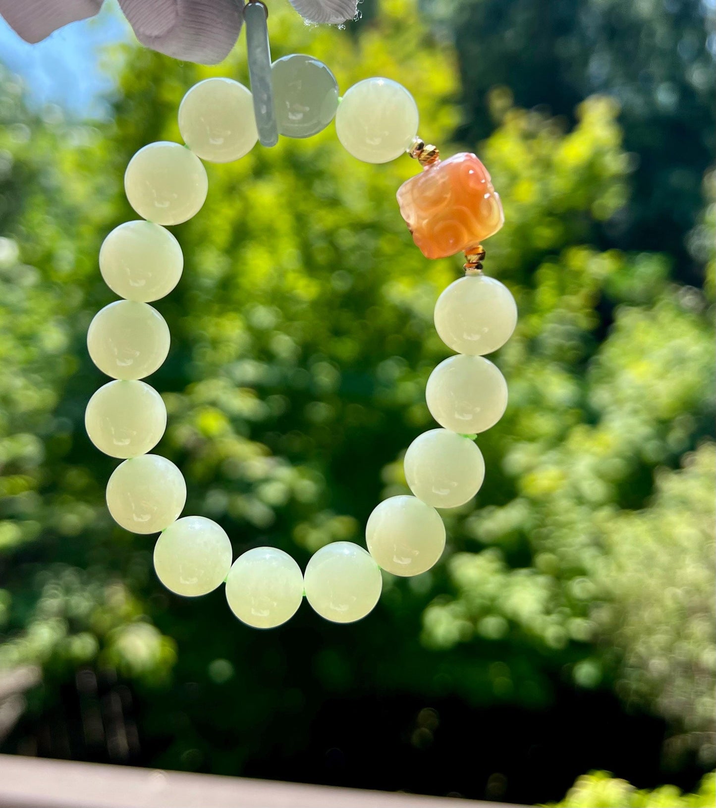 11.8mm Certified natural nephrite Bracelet/light white green nephrite/Yanyuan agate/smoky purple Ruyi/jadeite ring 天然软玉 老矿晴水料 浅晴水手串#1779