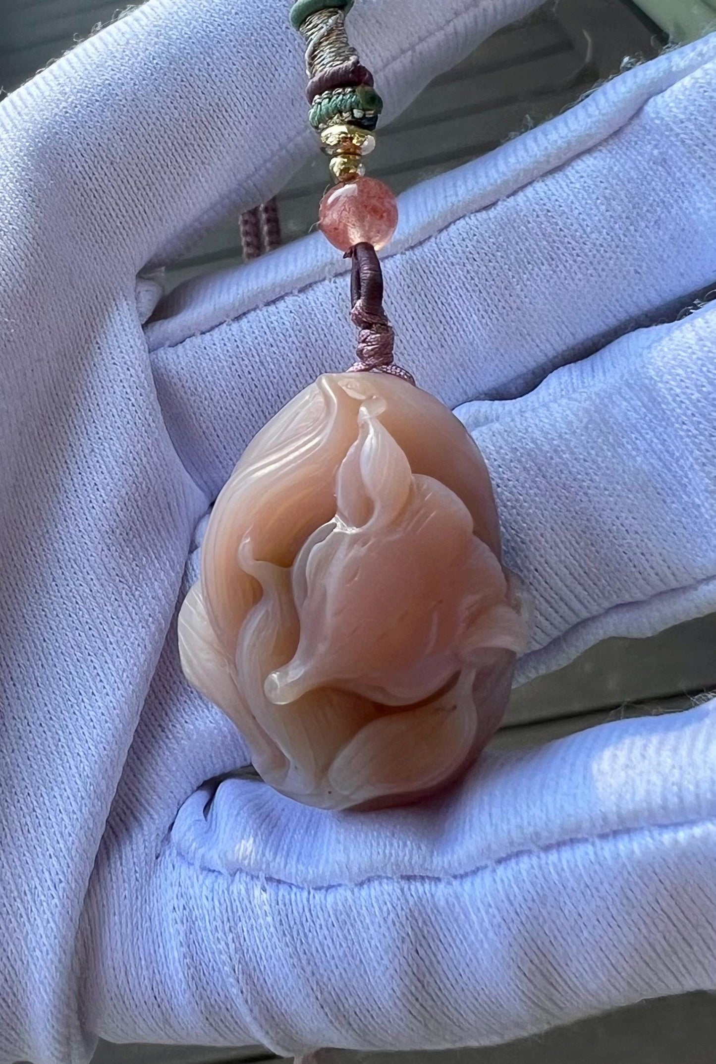 Certified natural Sichuan old mine Yanyuan agate pendant/fleshy pink Yanyuan Agate Nine-tailed Fox 天然精品 川料盐源玛瑙 粉糯双色九尾狐#2085满色满肉 高玉化度
