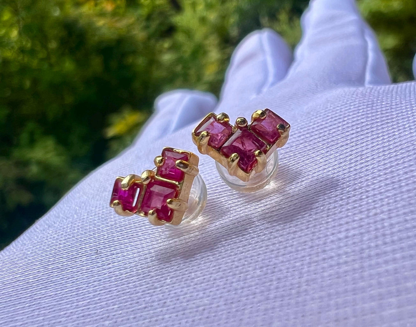 Certified natural sapphire/ purple red sapphire heart shaped stud earrings/S925 天然紫红色蓝宝石  爱心 耳环 耳钉 #0914