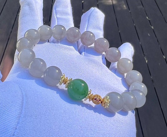 9.8mm+ Certified natural jade/Gradient purple nephrite bracelet/ icy smoky purple/天然软玉 老矿 冰烟紫  渐变紫手串 #3731 冰润细糯 搭配碧玉苹果绿圆珠